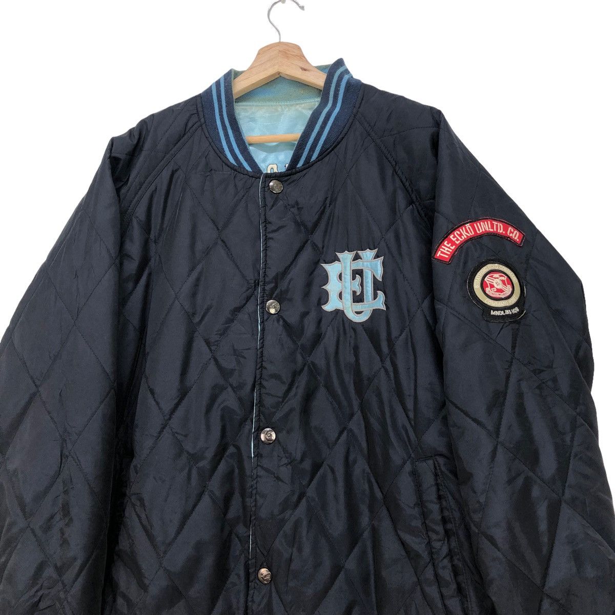 image of Vintage Ecko Unltd Reversible Bomber Jacket in Blue, Men's (Size Large)