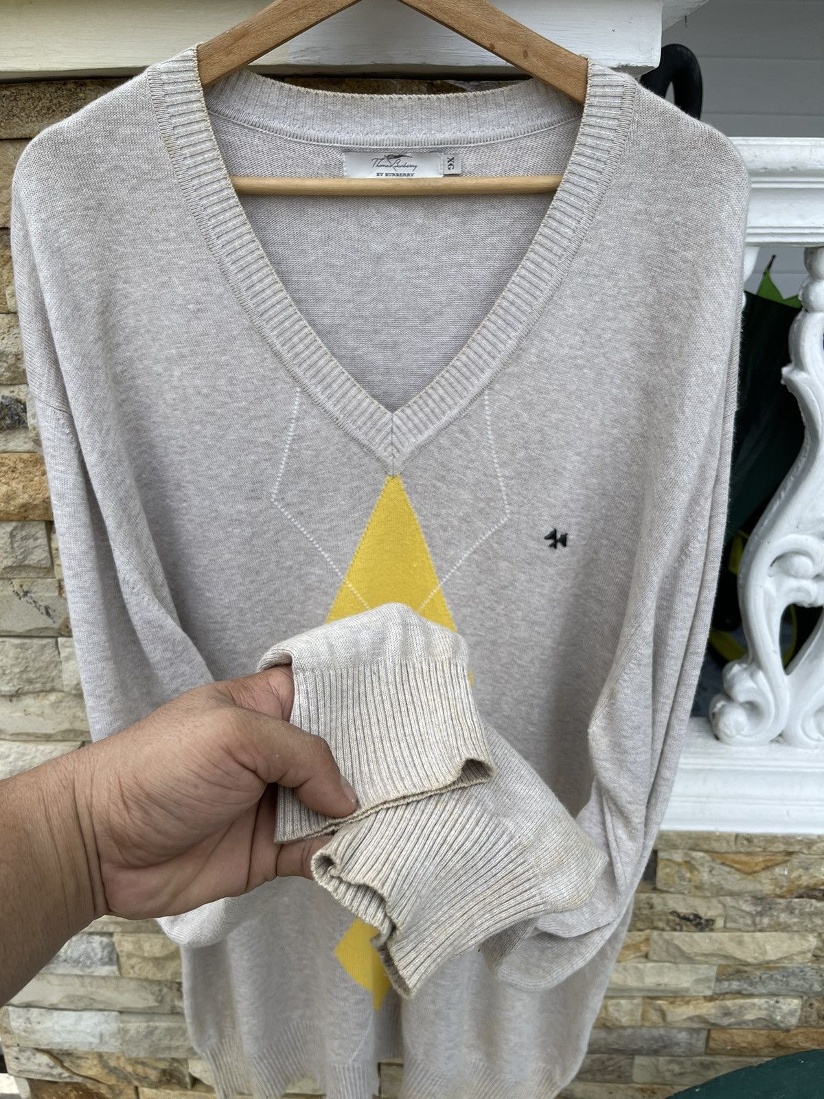 Aran Isles Knitwear × Burberry × Vintage Last Drop🔥Rare🔥THOMAS BURBERRY Sweet Knit Shirt Size US XL / EU 56 / 4 - 10 Thumbnail