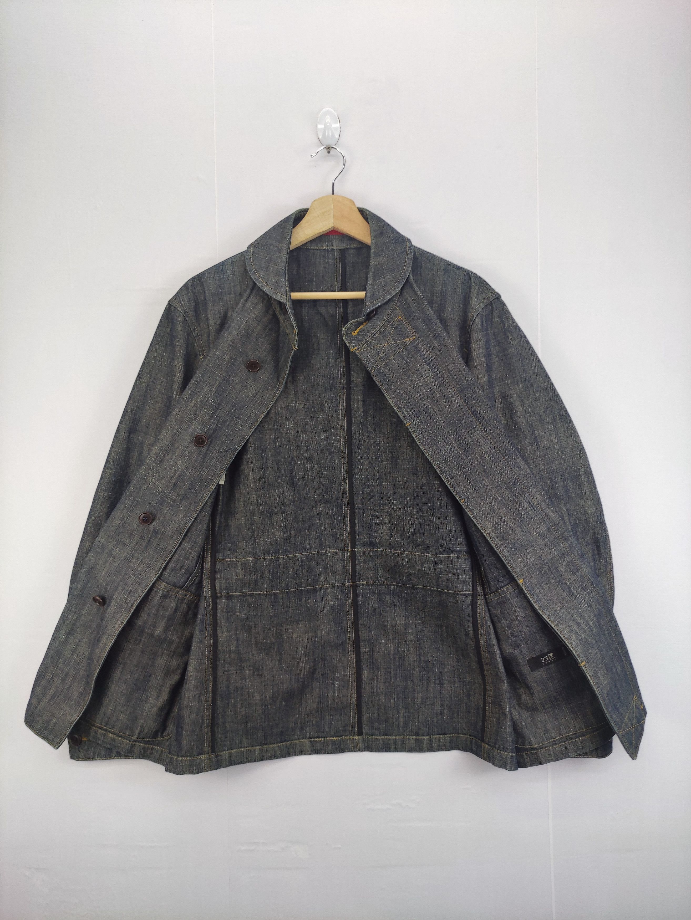 Other Vintage 23 Homme Denim Coat Button Up Jacket Size US L / EU 52-54 / 3 - 3 Thumbnail
