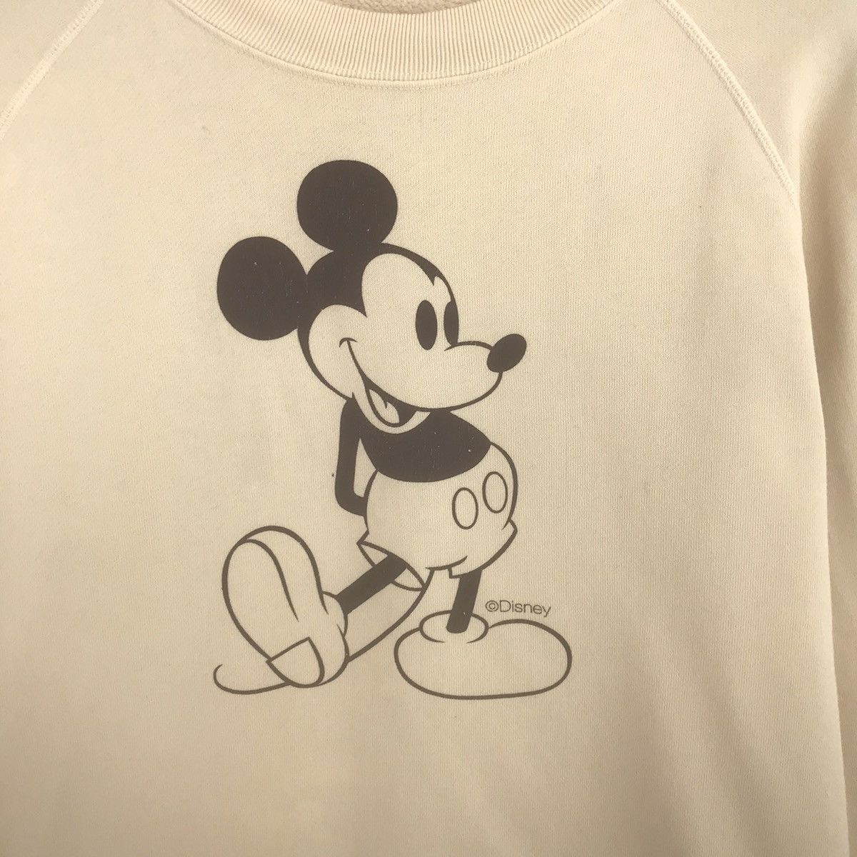 Disney × Mickey Mouse Mickey Mouse Big Logo Large Size Cream Colour Sweatshirt Size US L / EU 52-54 / 3 - 2 Thumbnail