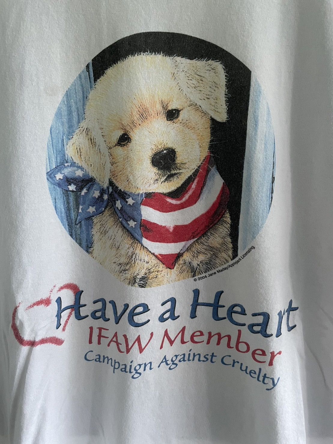 Gildan × Vintage Vintage Dog Have A Heart White T-Shirts Size US XL / EU 56 / 4 - 2 Thumbnail