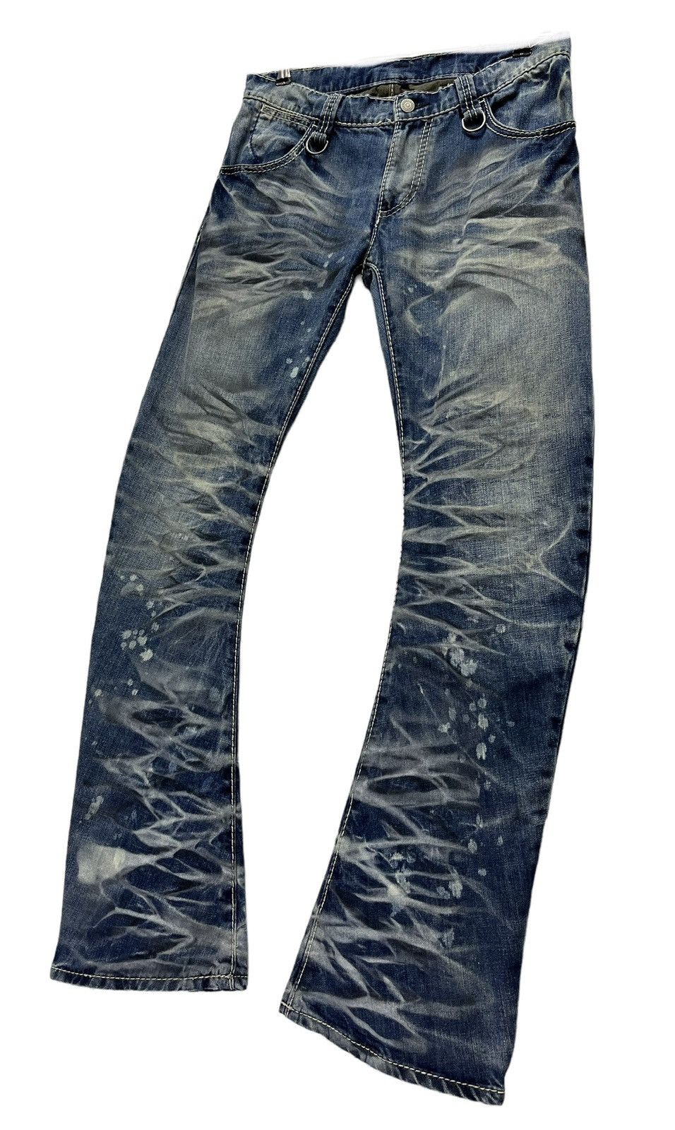 FYE🔥CHOICE OF PLAYBOY Punk Curve Leg Splash Whiskered Denim