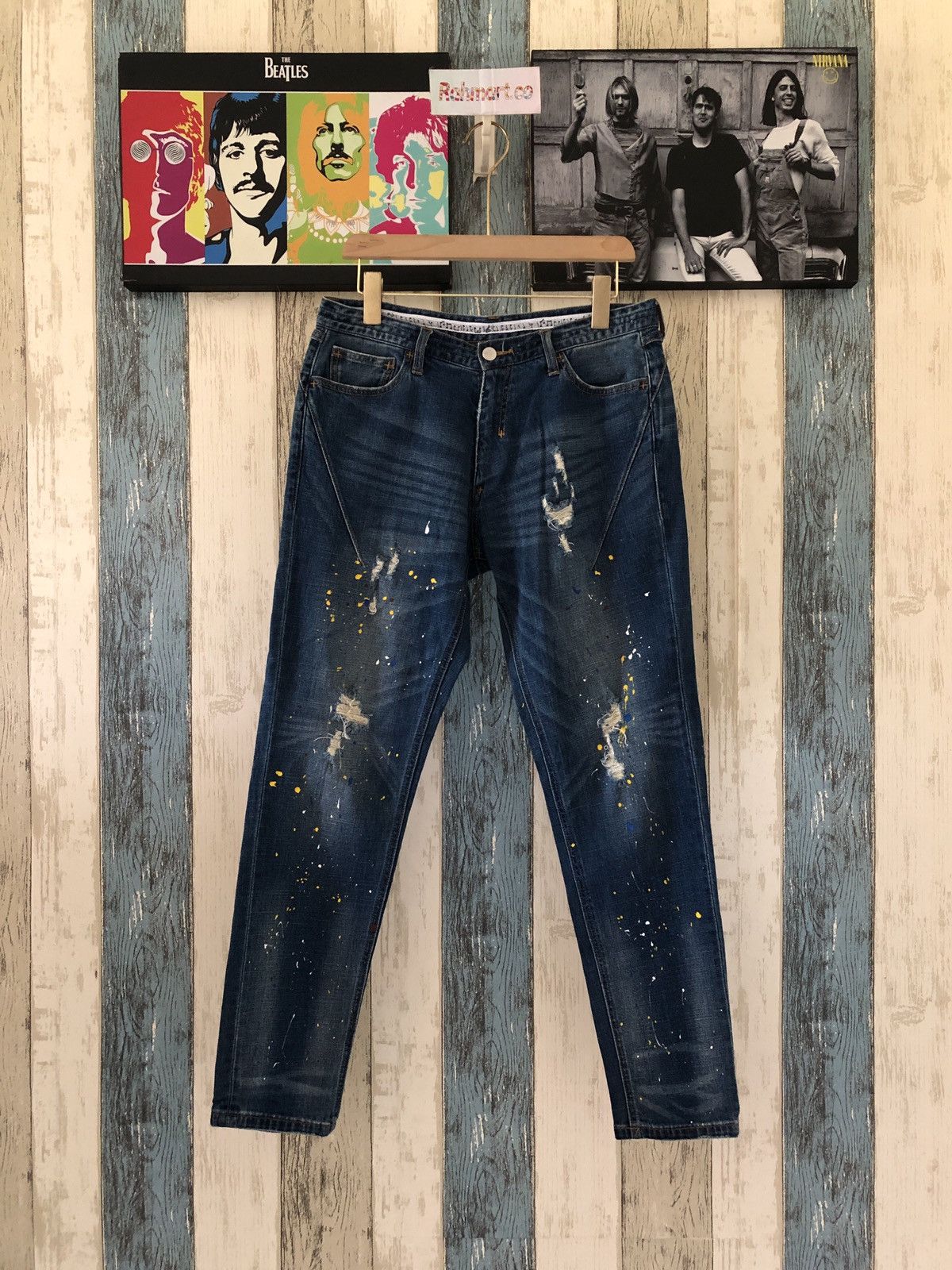Number nine paint splatter jeans store