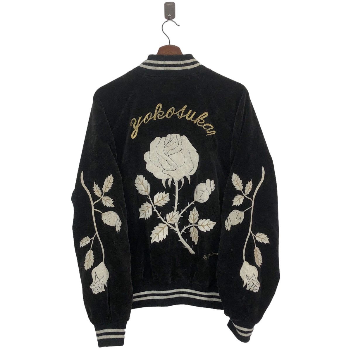 Japanese Brand VINTAGE SUKAJAN FLOWER EMBROIDERY VELVET BOMBER JACKET Size US L / EU 52-54 / 3 - 2 Thumbnail