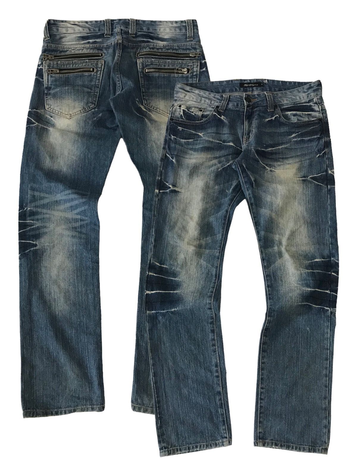 Sickk💥Root Three Thunder Design Distressed Denim