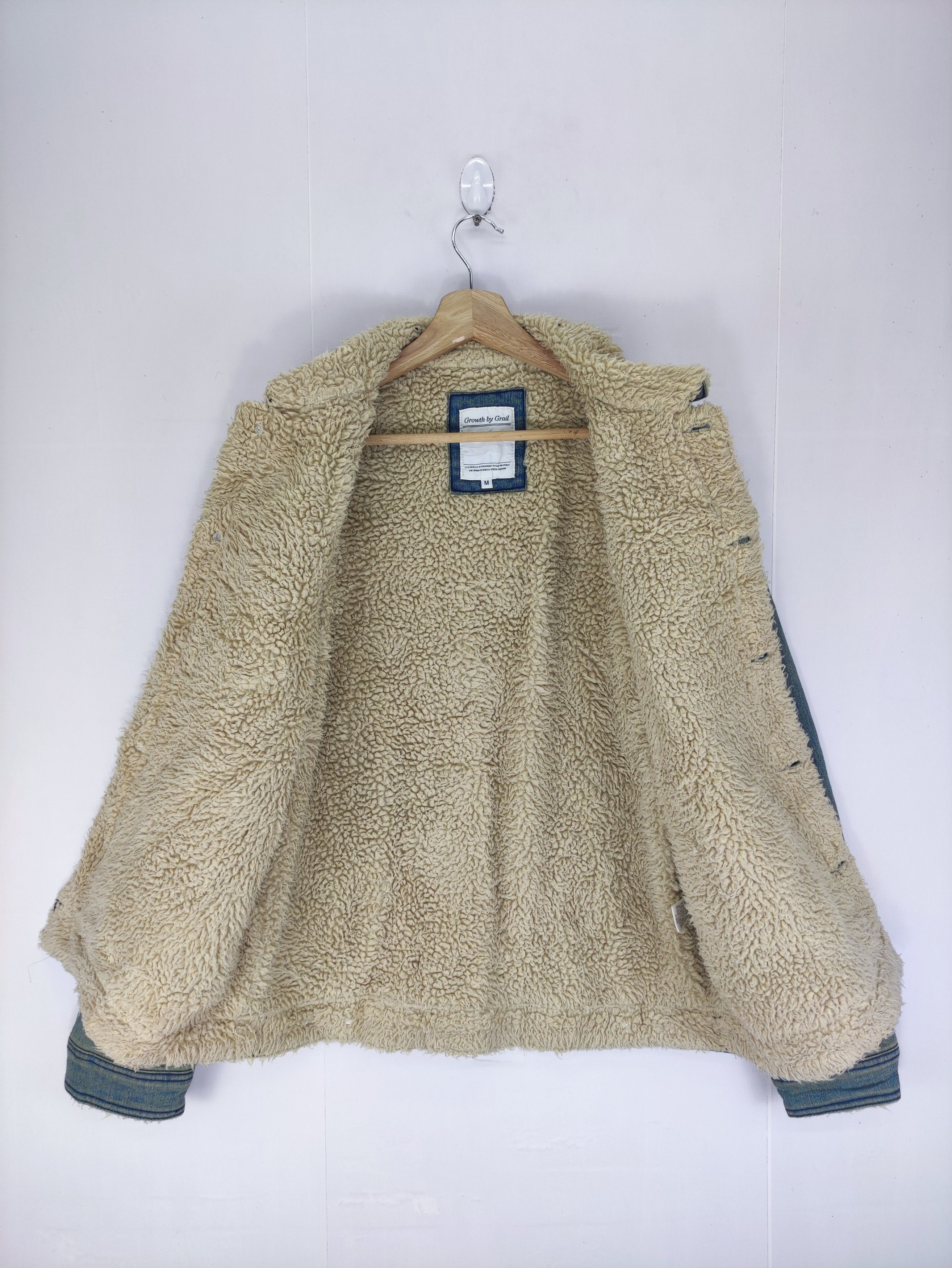 Japanese Brand Vintage Denim Jacket Growth By Grail Lining Sherpa Size M / US 6-8 / IT 42-44 - 3 Thumbnail