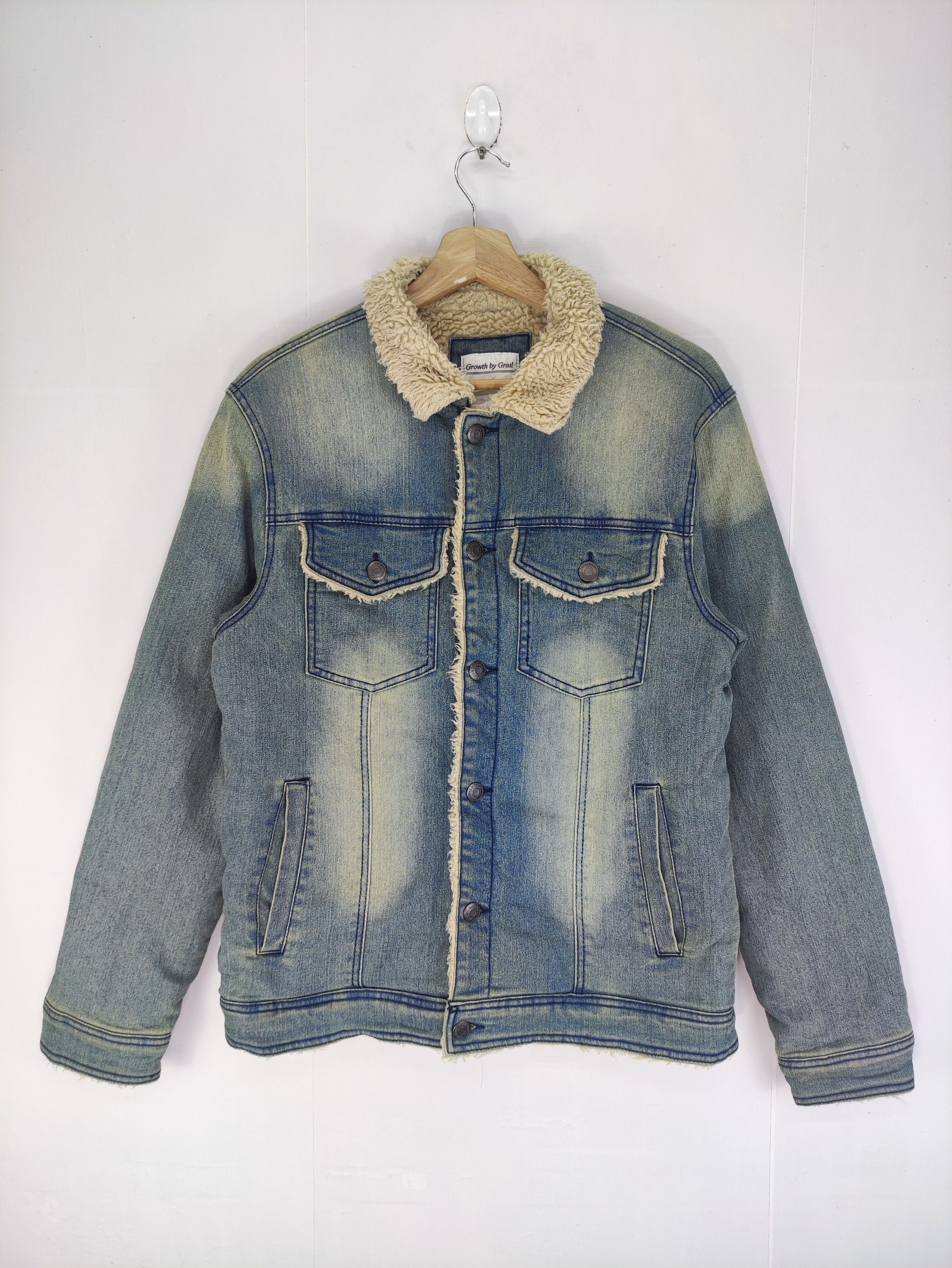 Japanese Brand Vintage Denim Jacket Growth By Grail Lining Sherpa Size M / US 6-8 / IT 42-44 - 1 Thumbnail