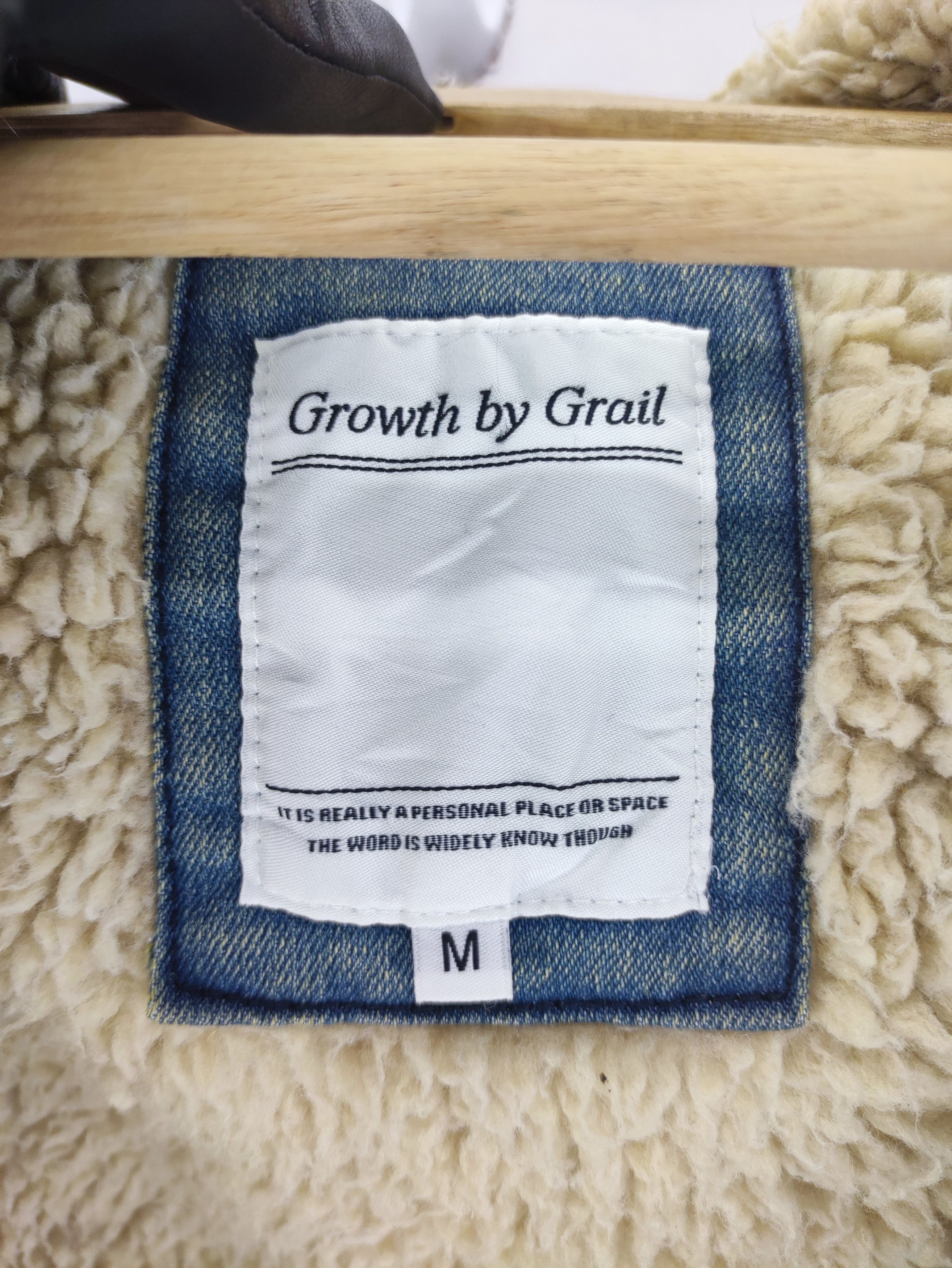 Japanese Brand Vintage Denim Jacket Growth By Grail Lining Sherpa Size M / US 6-8 / IT 42-44 - 4 Thumbnail