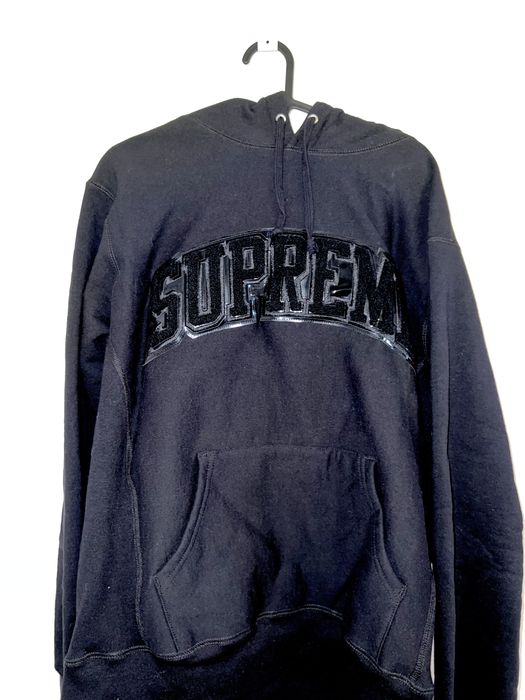 Supreme Supreme Patent/Chenille Arc Logo Black Hooded Sweatshirt