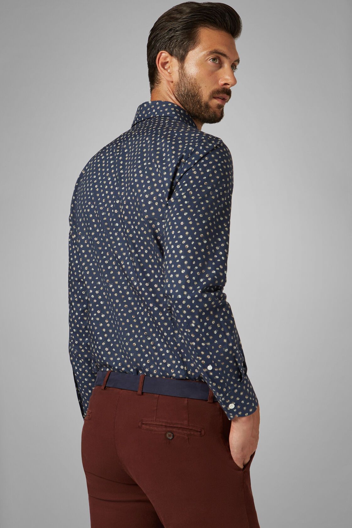 Boggi Boggi Slim Fit Pink Printed Shirt With Florence Collar Size US S / EU 44-46 / 1 - 4 Thumbnail