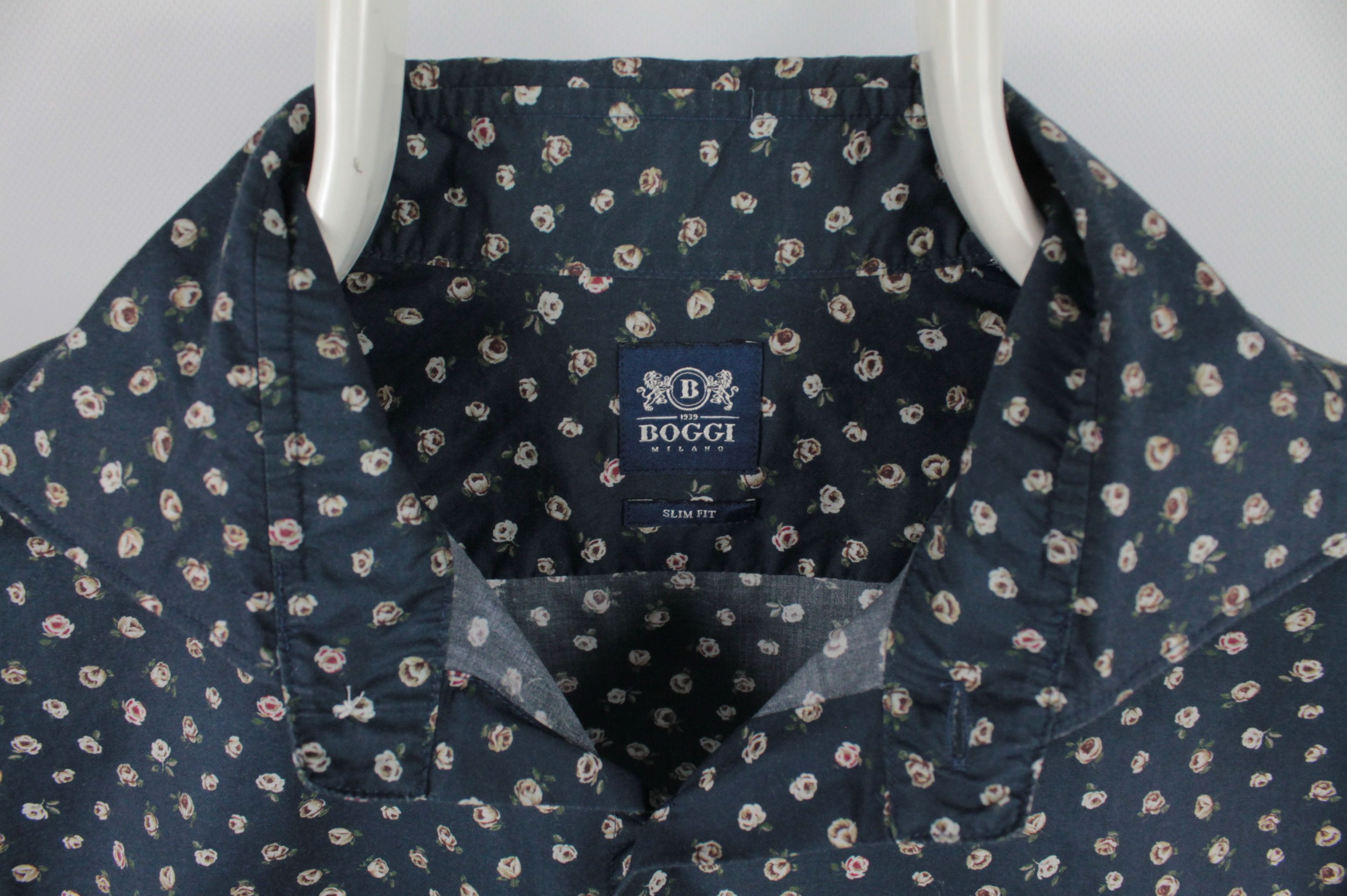 Boggi Boggi Slim Fit Pink Printed Shirt With Florence Collar Size US S / EU 44-46 / 1 - 7 Thumbnail