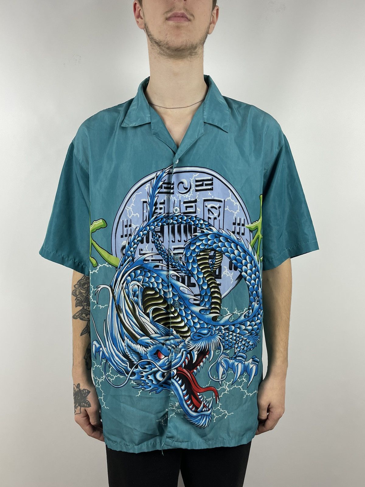 Japanese Brand Vintage Japanese Dragon Crazy Hawaiian Shirt Size US XL / EU 56 / 4 - 2 Thumbnail