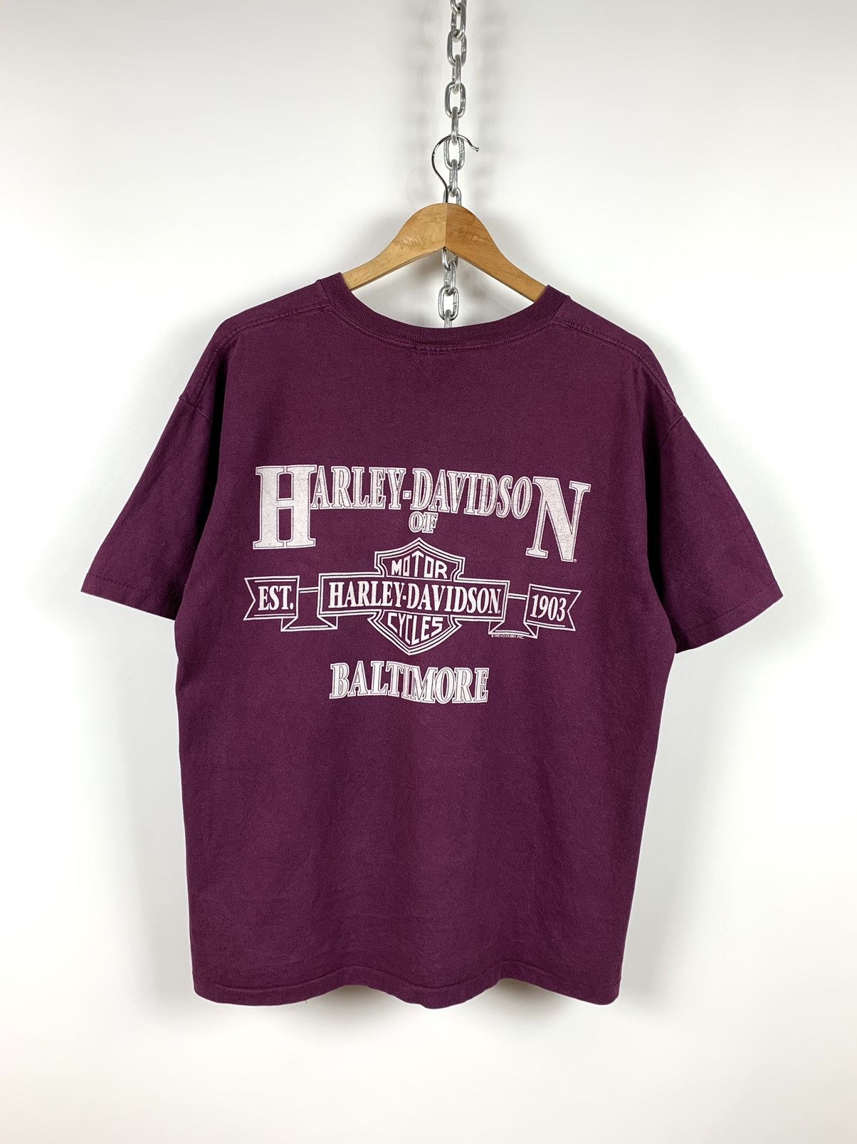 Harley Davidson 1992 Harley Davidson Baltimore Single Stitch Purple T-Shirt Size US L / EU 52-54 / 3 - 2 Thumbnail