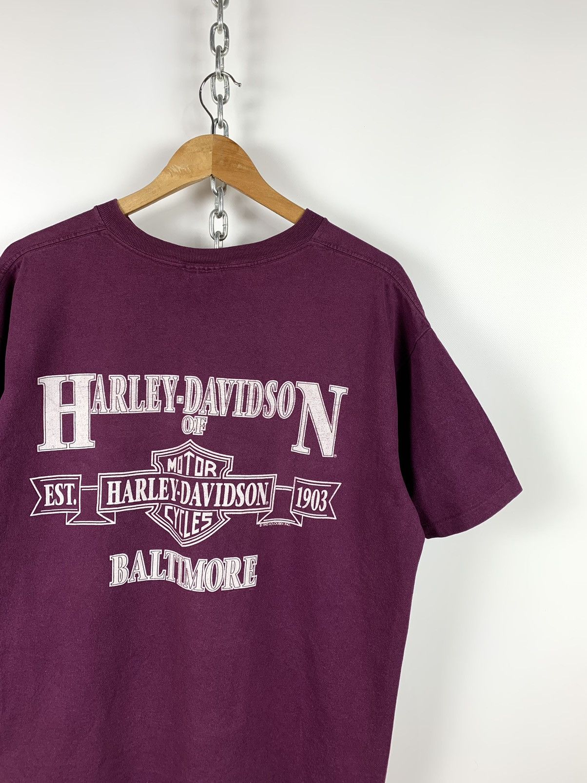 Harley Davidson 1992 Harley Davidson Baltimore Single Stitch Purple T-Shirt Size US L / EU 52-54 / 3 - 5 Thumbnail