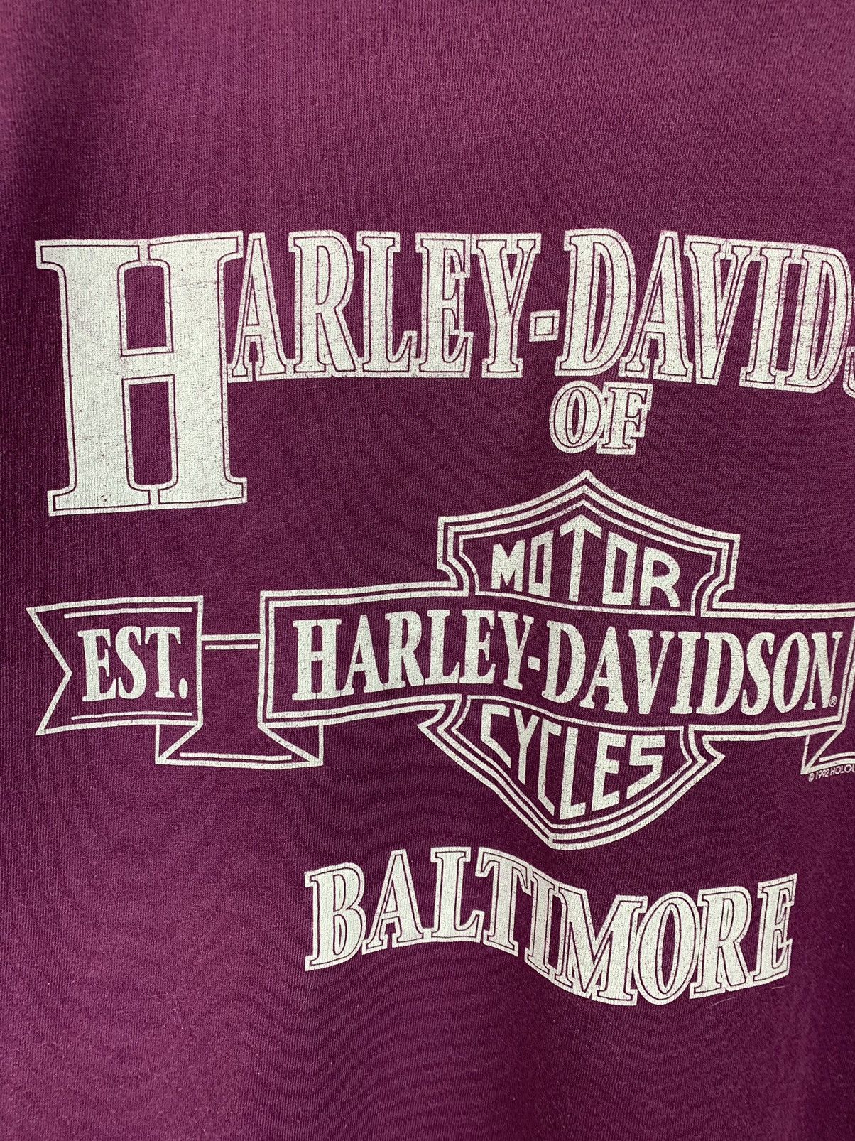 Harley Davidson 1992 Harley Davidson Baltimore Single Stitch Purple T-Shirt Size US L / EU 52-54 / 3 - 7 Thumbnail