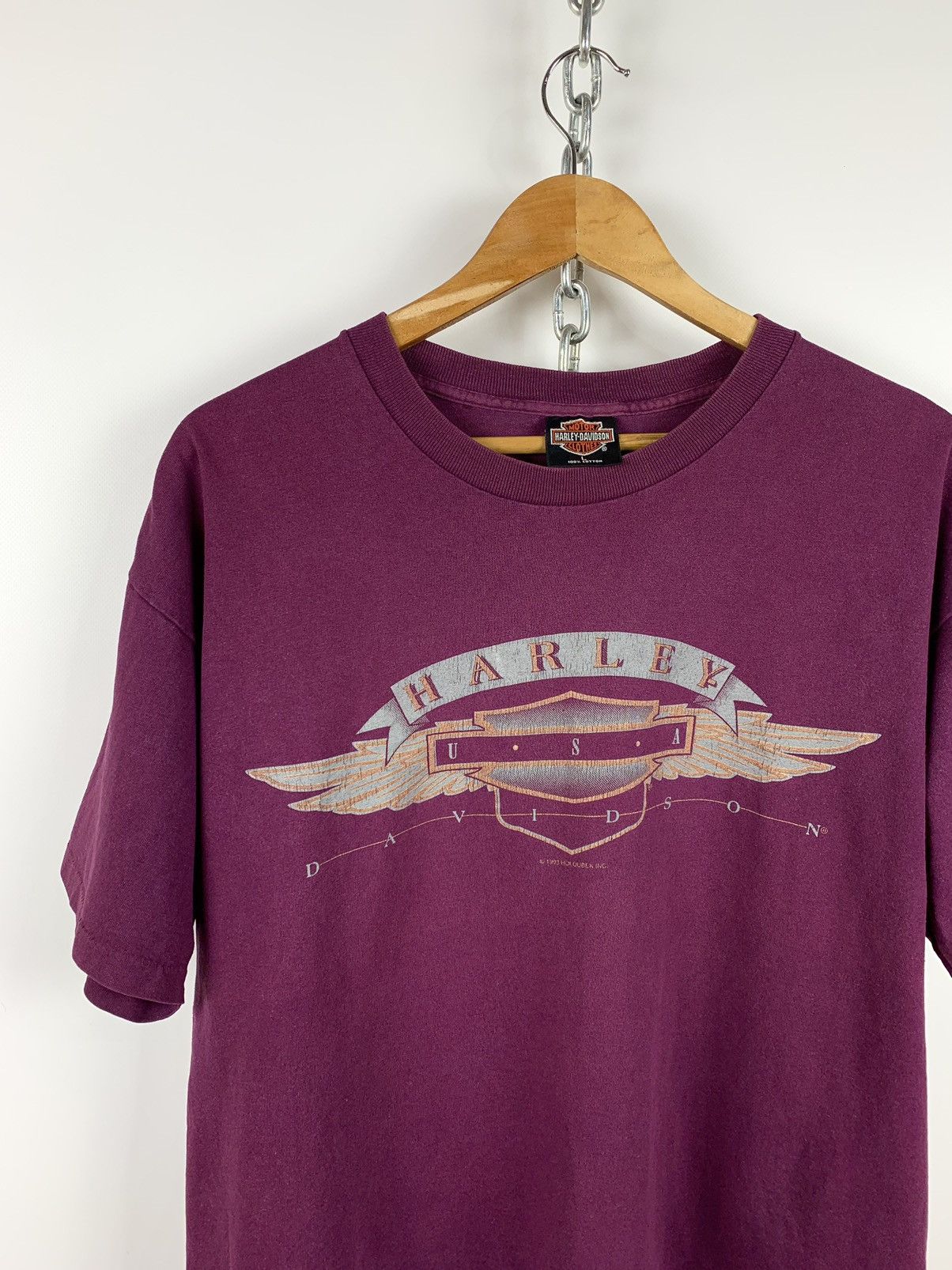 Harley Davidson 1992 Harley Davidson Baltimore Single Stitch Purple T-Shirt Size US L / EU 52-54 / 3 - 4 Thumbnail
