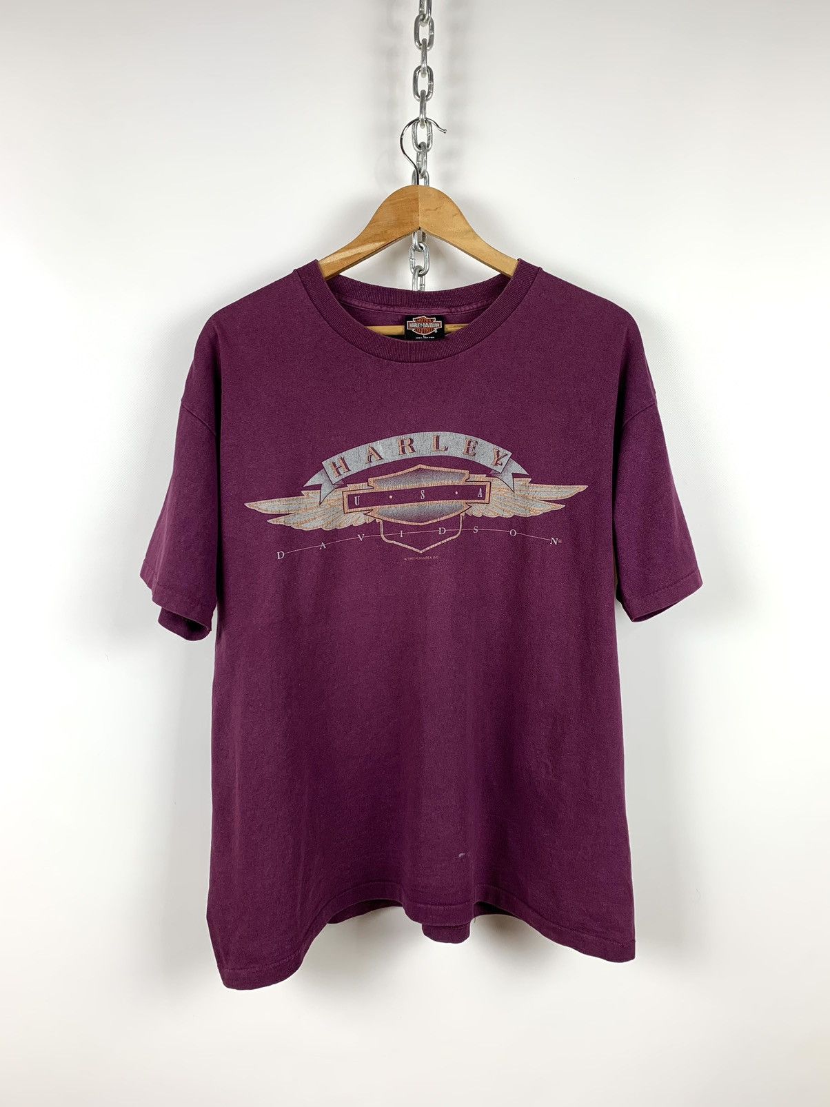 Harley Davidson 1992 Harley Davidson Baltimore Single Stitch Purple T-Shirt Size US L / EU 52-54 / 3 - 1 Thumbnail