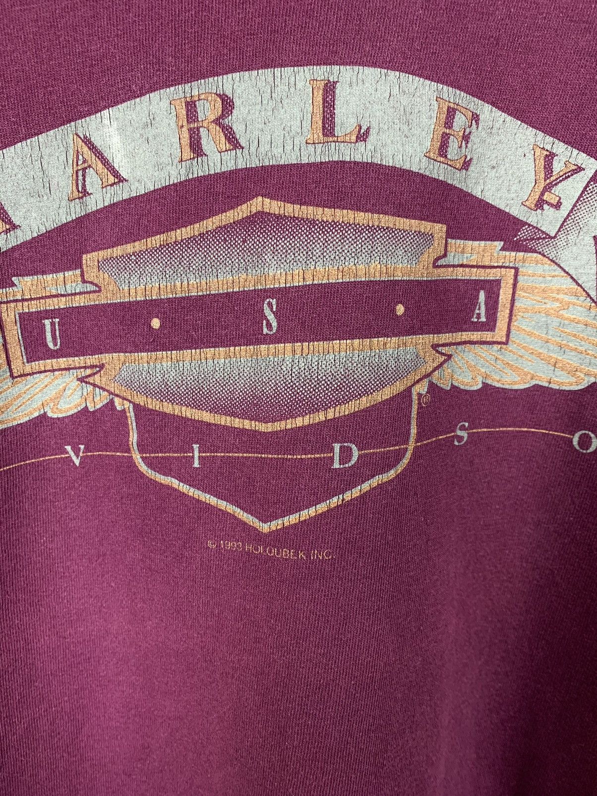 Harley Davidson 1992 Harley Davidson Baltimore Single Stitch Purple T-Shirt Size US L / EU 52-54 / 3 - 6 Thumbnail