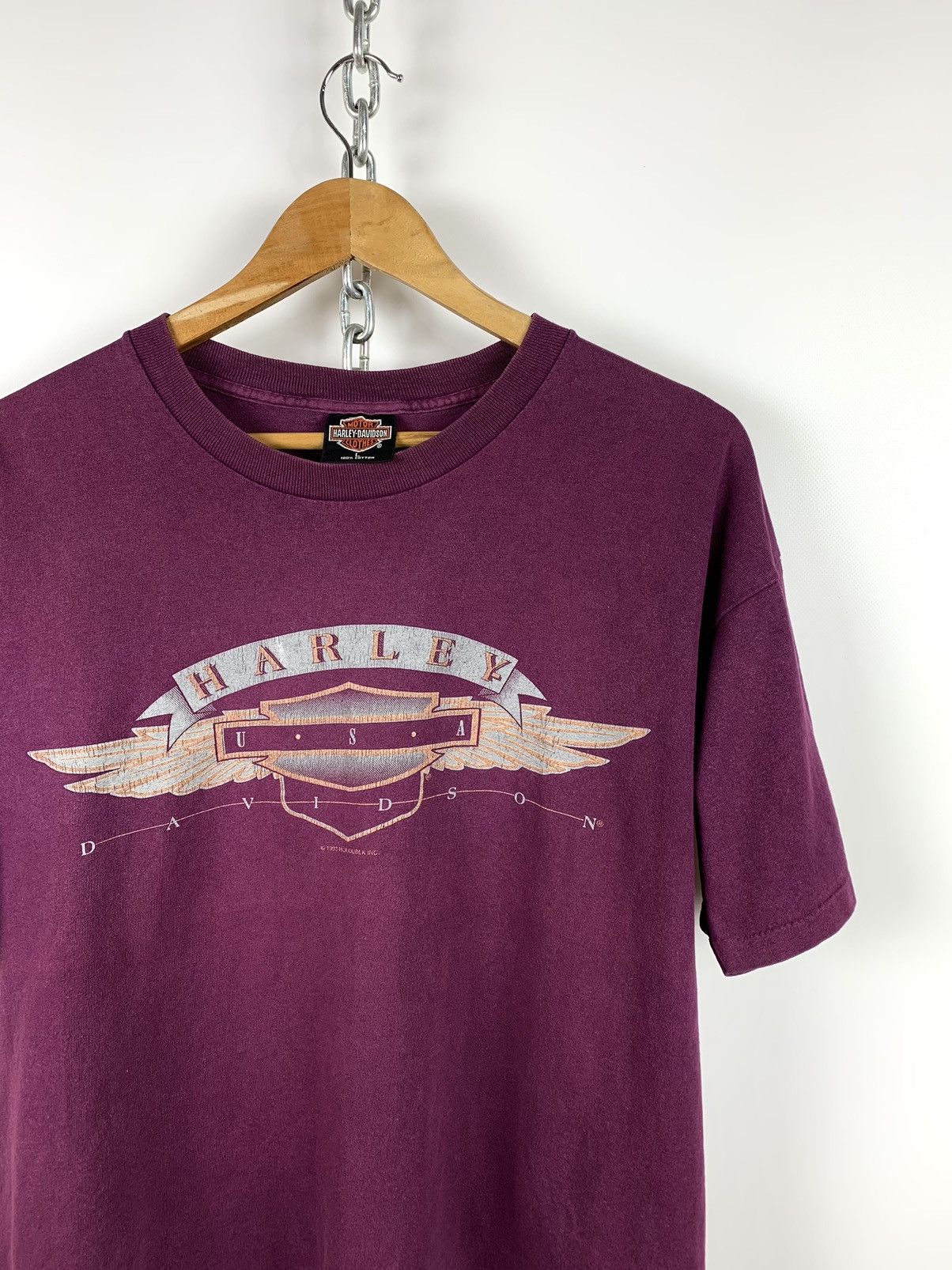 Harley Davidson 1992 Harley Davidson Baltimore Single Stitch Purple T-Shirt Size US L / EU 52-54 / 3 - 3 Thumbnail