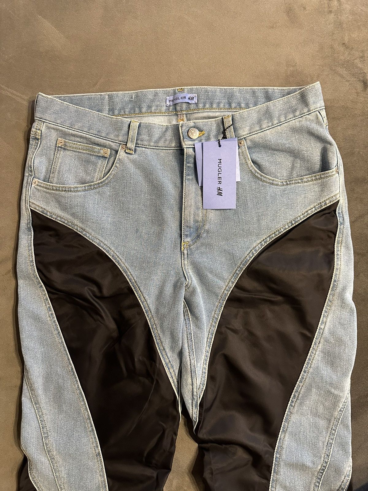 H&M × Mugler Mugler x H&M men’s blue spiral jeans Size US 32 / EU 48 - 2 Thumbnail