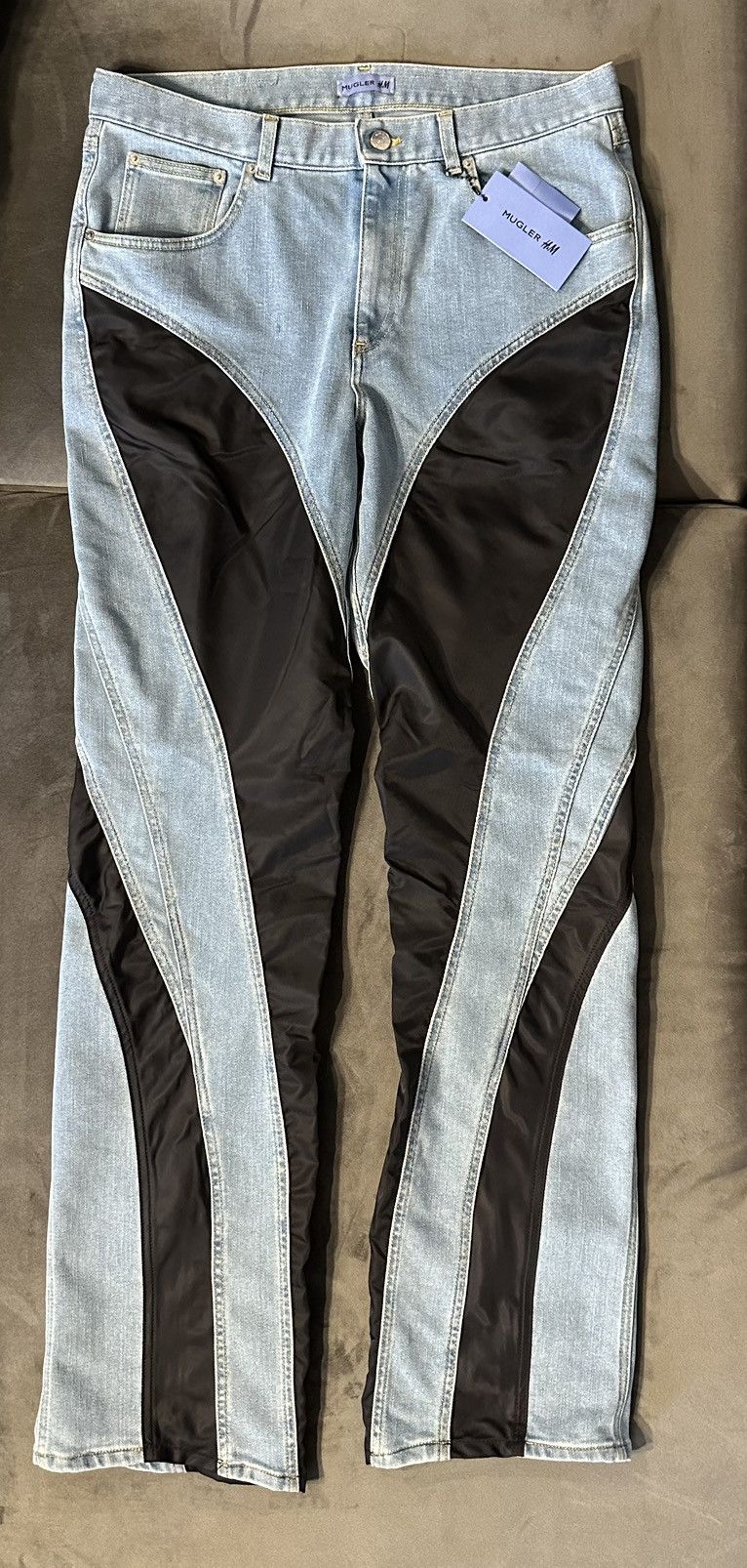 H&M × Mugler Mugler x H&M men’s blue spiral jeans Size US 32 / EU 48 - 1 Thumbnail