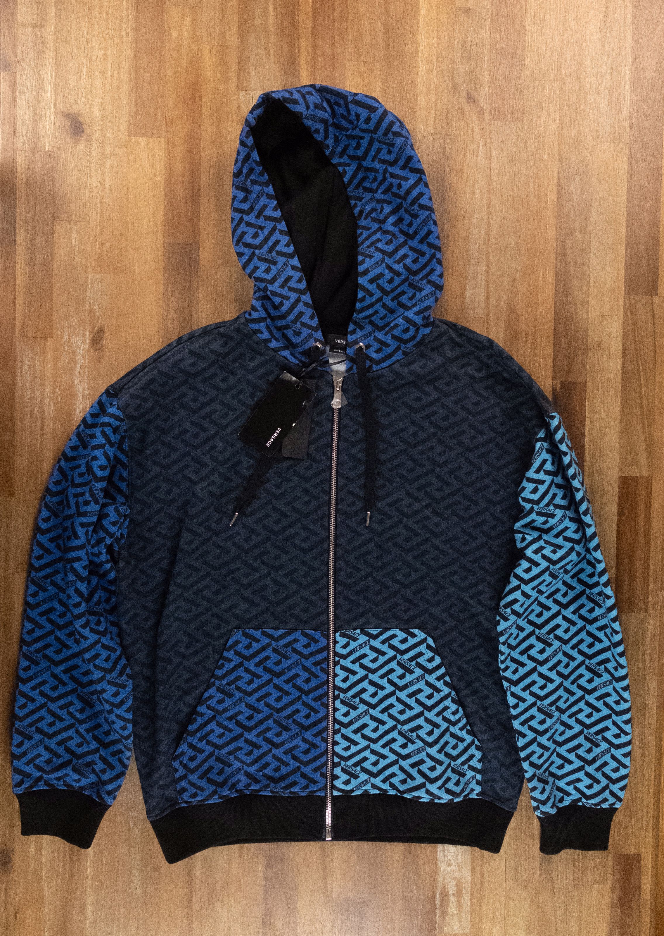 Versace VERSACE La Greca logo zip navy blue sweatshirt hoodie Medium Size US M / EU 48-50 / 2 - 6 Thumbnail
