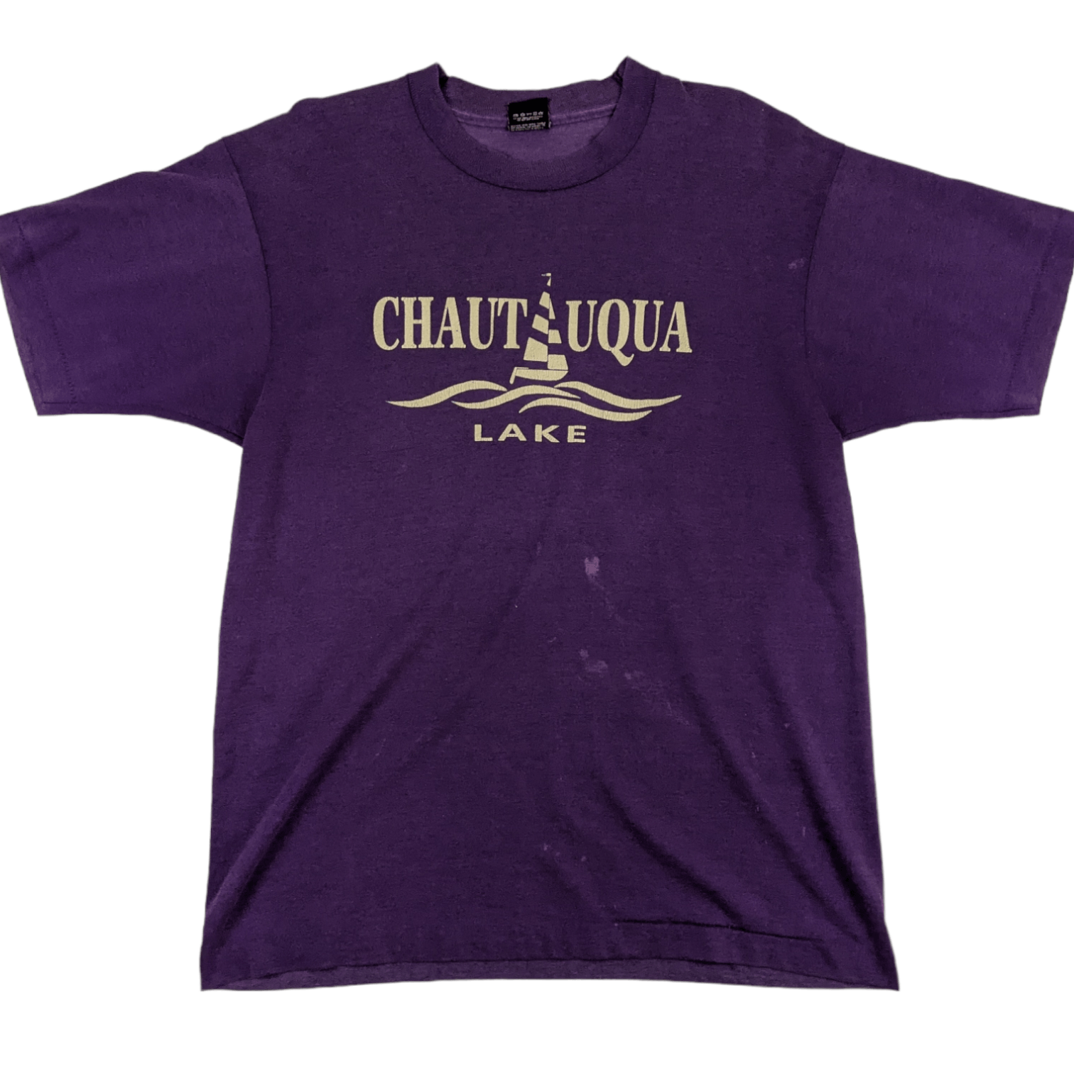 Fruit Of The Loom Vintage 80's CHAUTAUQUA Lake Graphic T-Shirt Single Stitches Size US L / EU 52-54 / 3 - 2 Thumbnail