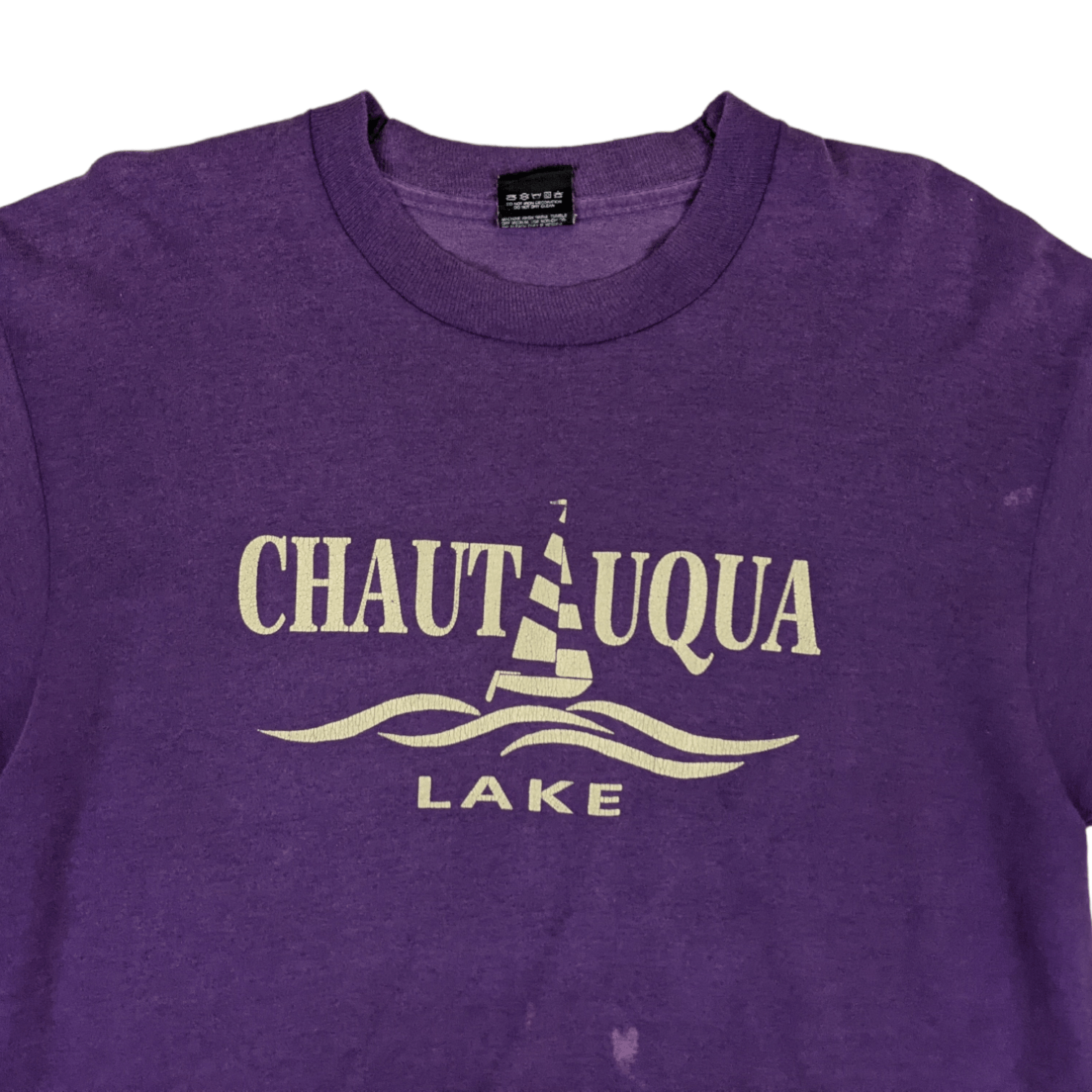 Fruit Of The Loom Vintage 80's CHAUTAUQUA Lake Graphic T-Shirt Single Stitches Size US L / EU 52-54 / 3 - 4 Thumbnail