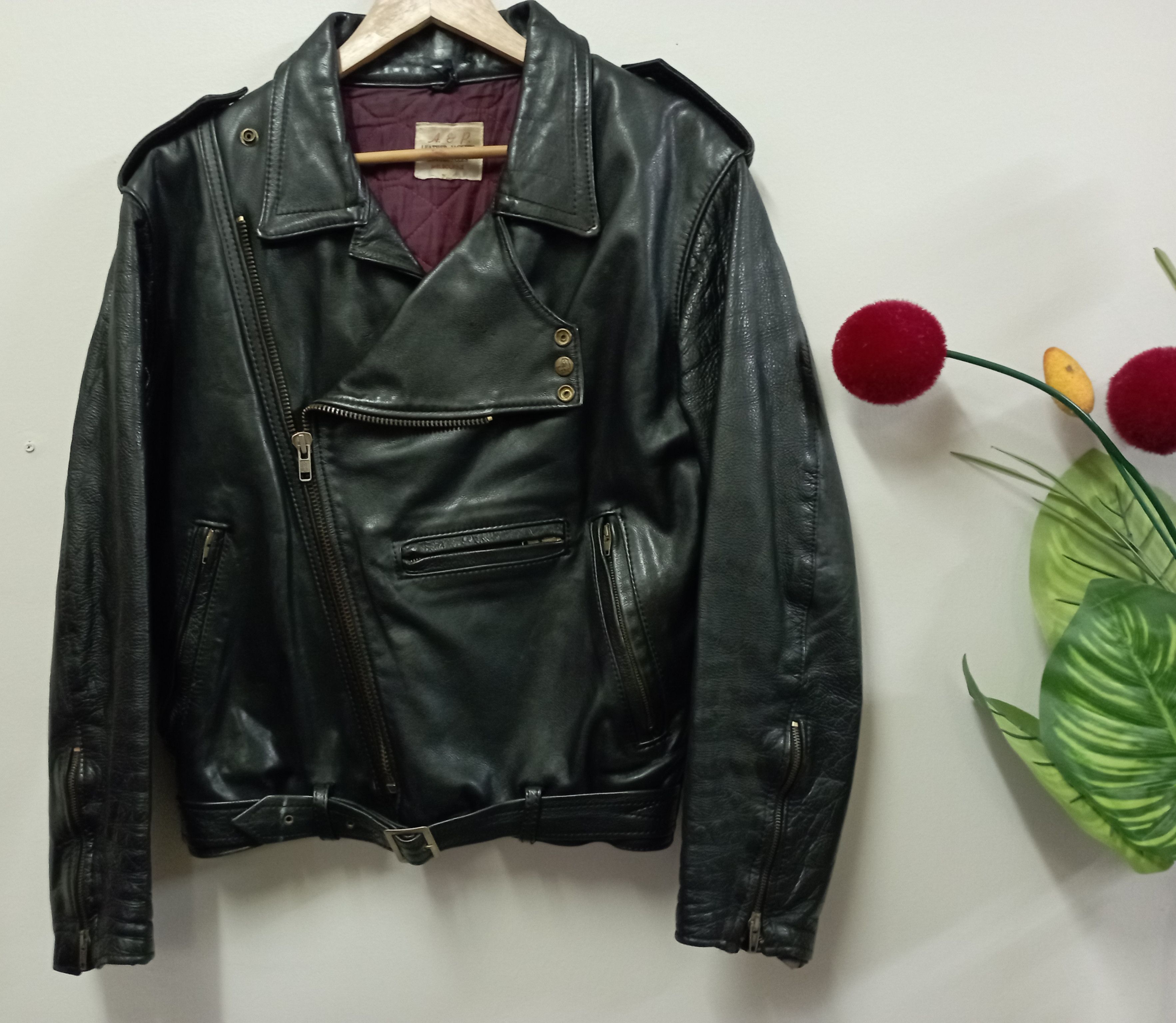 image of A & P Leather Jacket For Bikers And Motorcycles in Black, Men's (Size Medium)