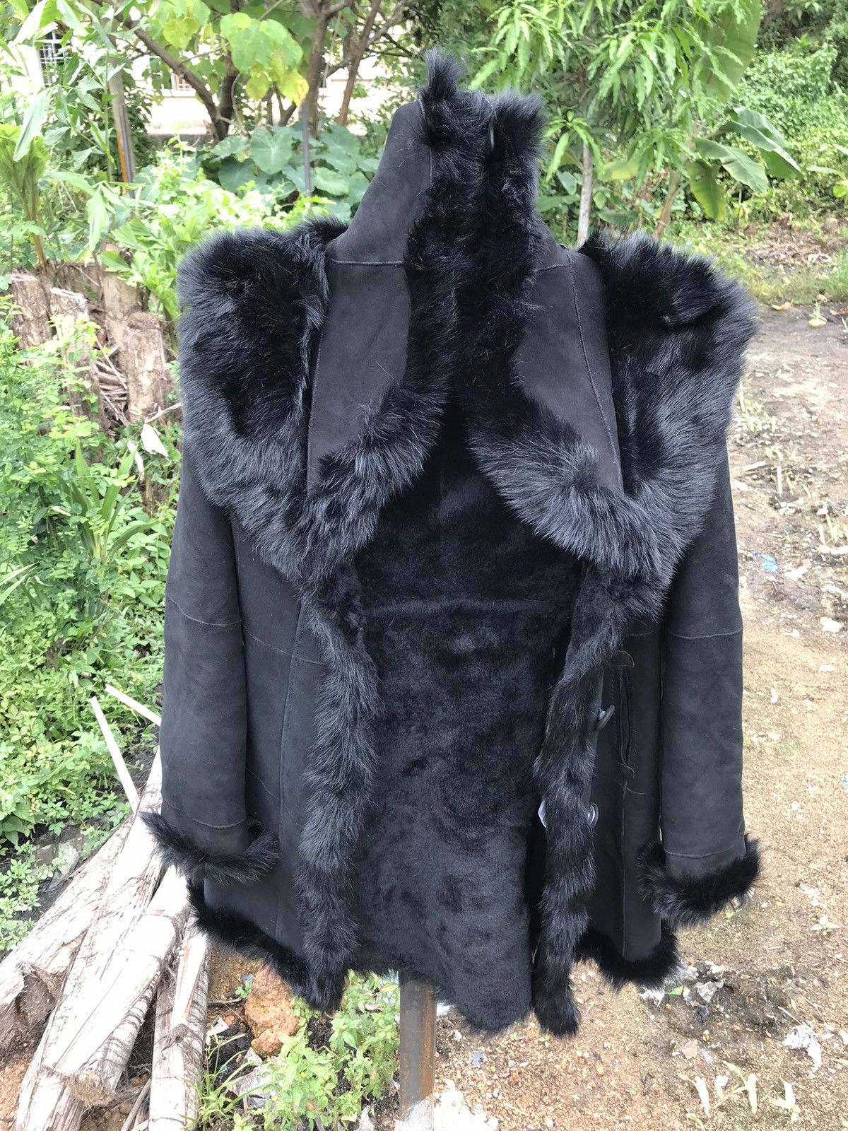 Other 🖤 Black Suede Sheep Shearling Jacket Coat Tuscana Trim Size US M / EU 48-50 / 2 - 6 Thumbnail