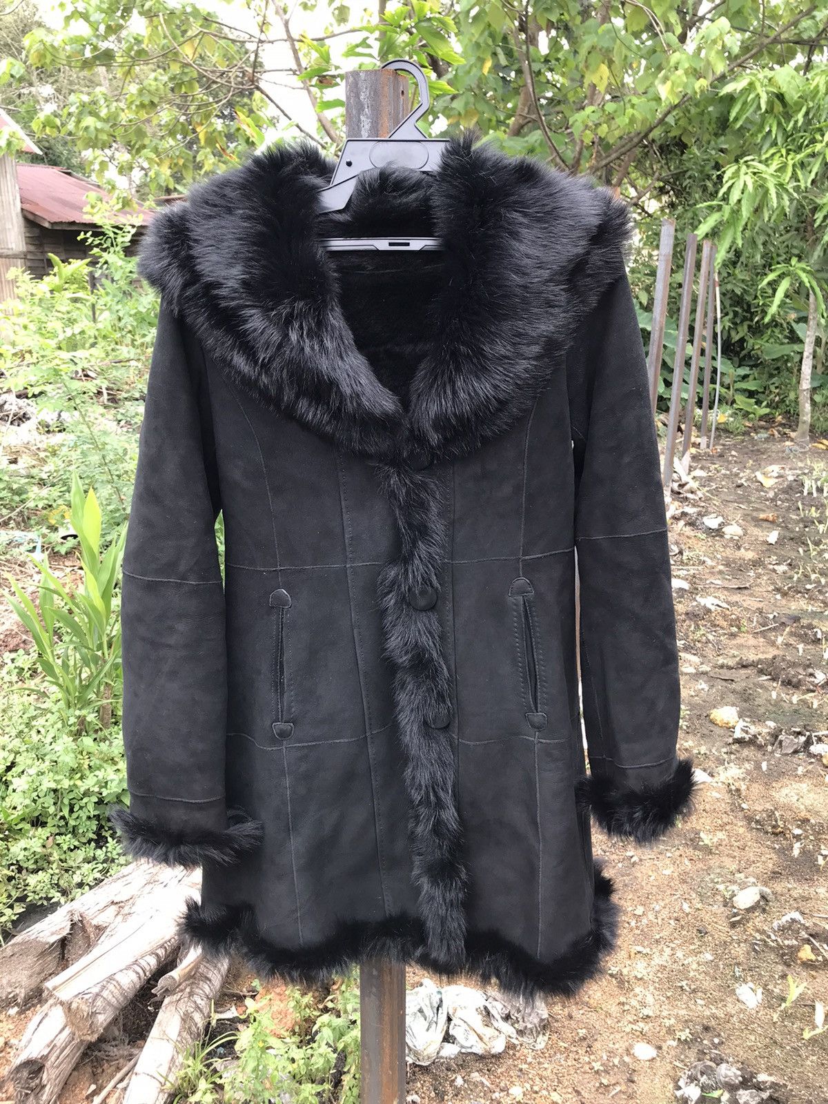 Other 🖤 Black Suede Sheep Shearling Jacket Coat Tuscana Trim Size US M / EU 48-50 / 2 - 1 Thumbnail