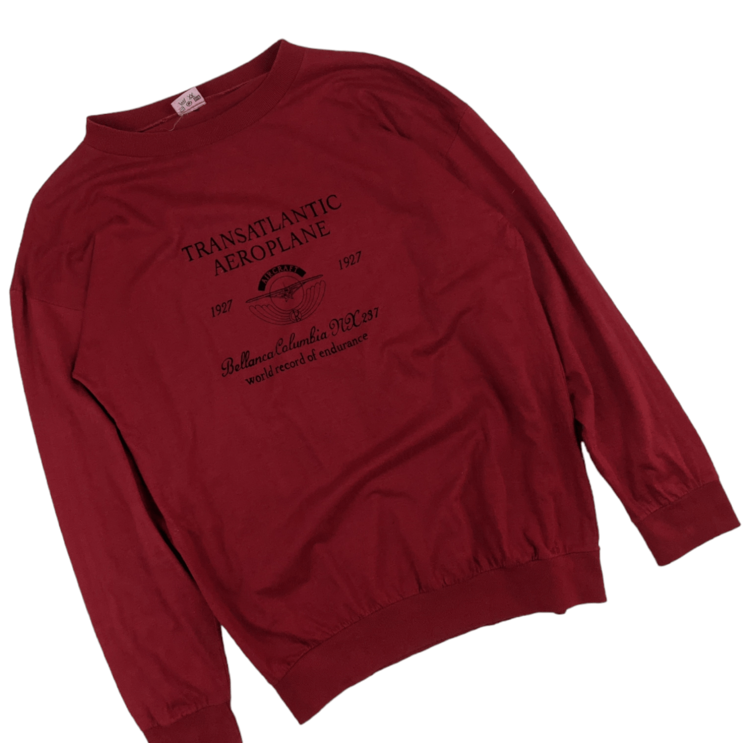 Japanese Brand Vintage 70's TRANSATLANTIC AEROPLANE Long Sleeve T-Shirt Size US S / EU 44-46 / 1 - 3 Thumbnail