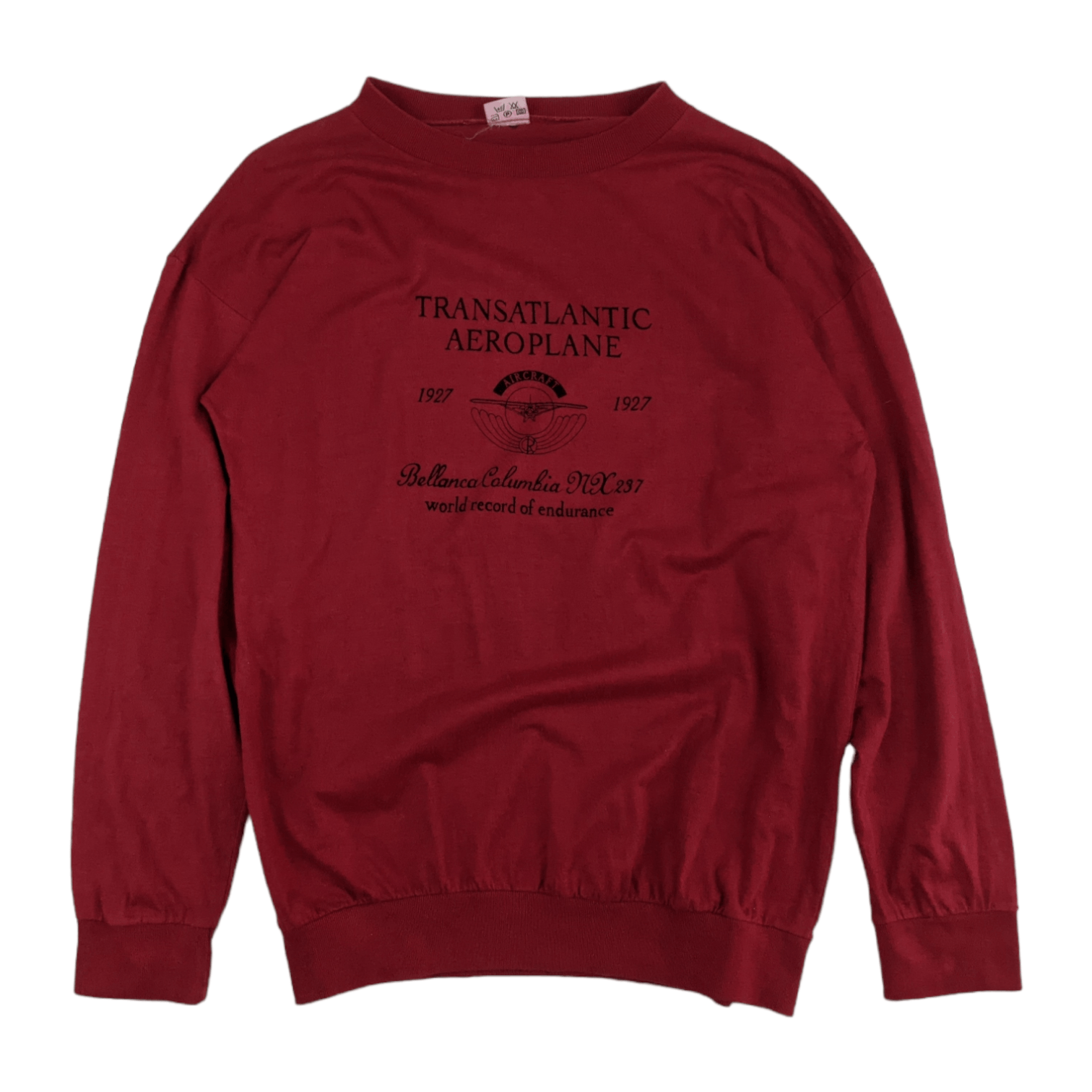 Japanese Brand Vintage 70's TRANSATLANTIC AEROPLANE Long Sleeve T-Shirt Size US S / EU 44-46 / 1 - 2 Thumbnail