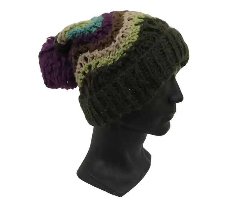 image of Knit Multicolour Bobble Beanie Hat, Men's