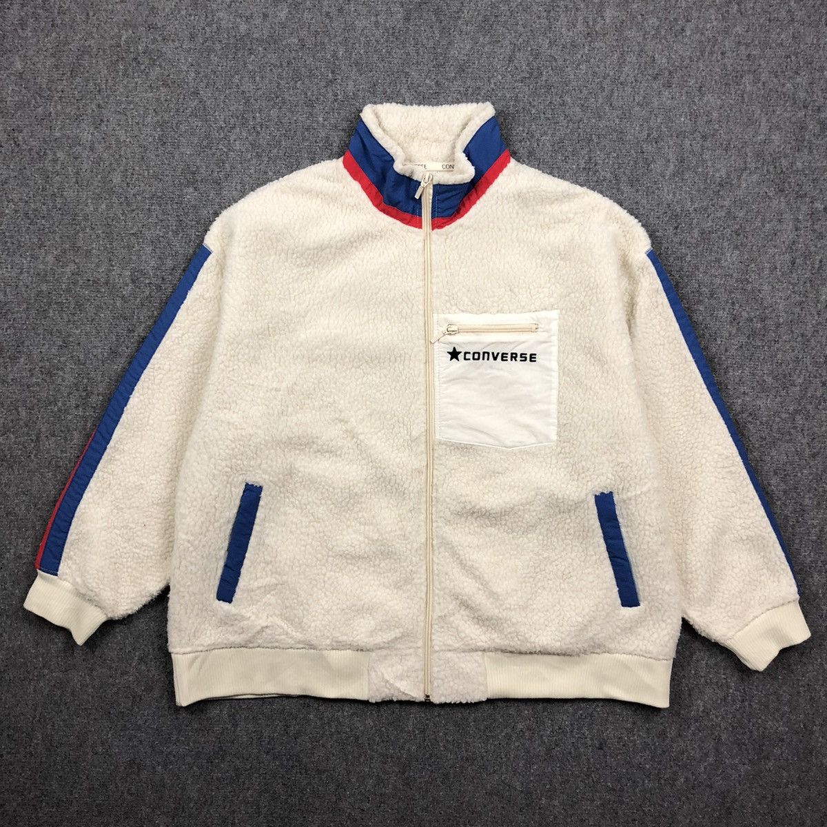 image of Converse Fleece Zipper Winter Jacket in White, Men's (Size 2XL)