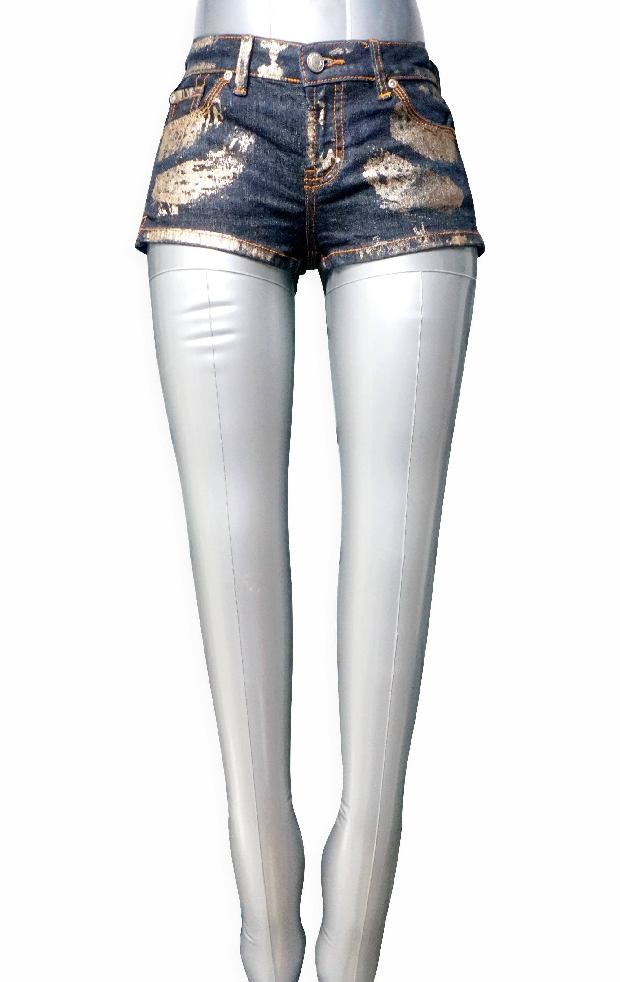 Japanese Brand ANAP Latina Gold Painted Short Jeans Size 25" / US 0 / IT 36 - 11 Thumbnail