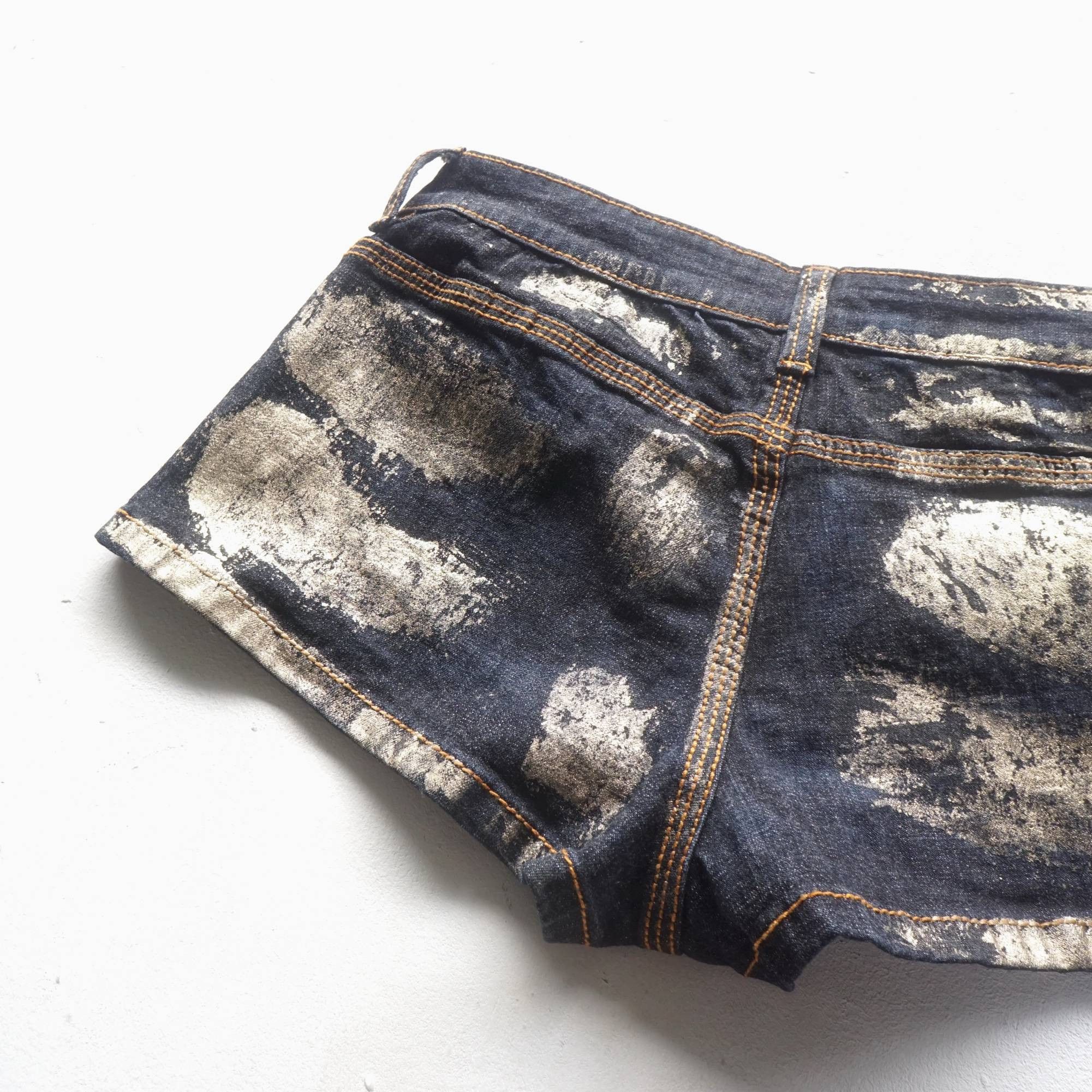Japanese Brand ANAP Latina Gold Painted Short Jeans Size 25" / US 0 / IT 36 - 4 Thumbnail