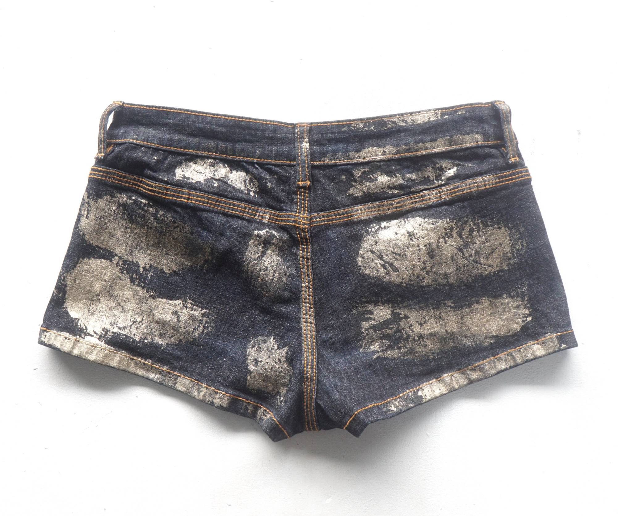 Japanese Brand ANAP Latina Gold Painted Short Jeans Size 25" / US 0 / IT 36 - 2 Thumbnail