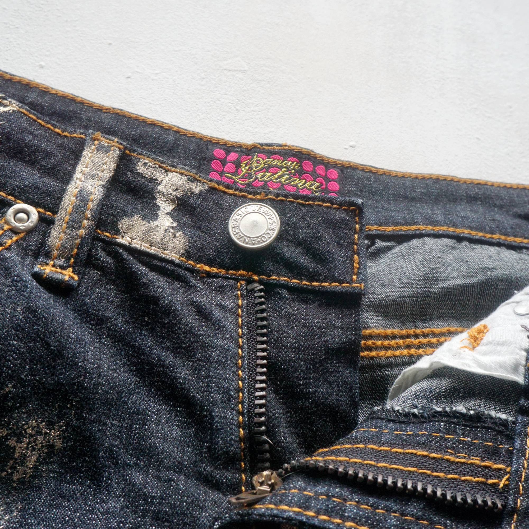 Japanese Brand ANAP Latina Gold Painted Short Jeans Size 25" / US 0 / IT 36 - 6 Thumbnail