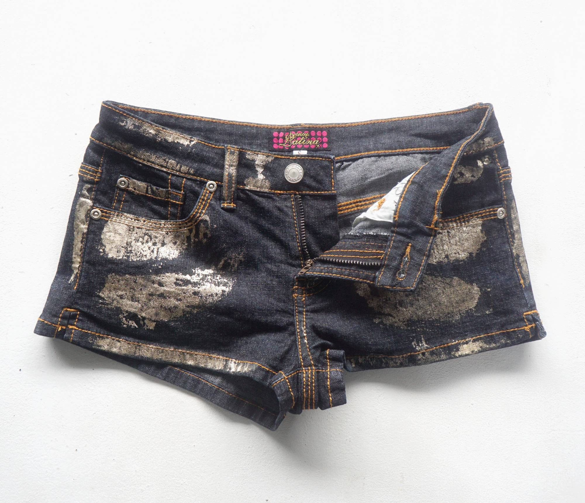 Japanese Brand ANAP Latina Gold Painted Short Jeans Size 25" / US 0 / IT 36 - 5 Thumbnail