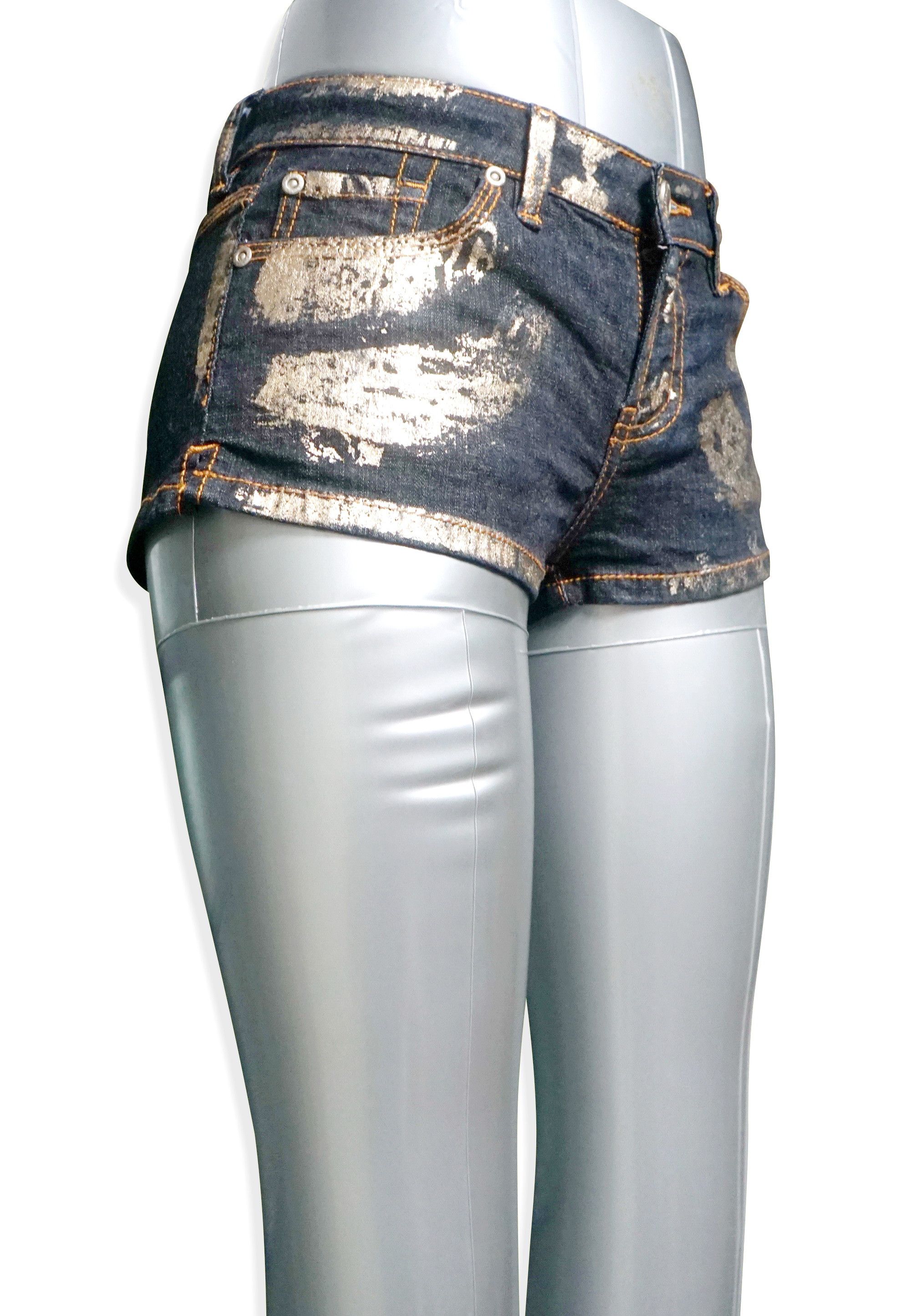 Japanese Brand ANAP Latina Gold Painted Short Jeans Size 25" / US 0 / IT 36 - 10 Thumbnail