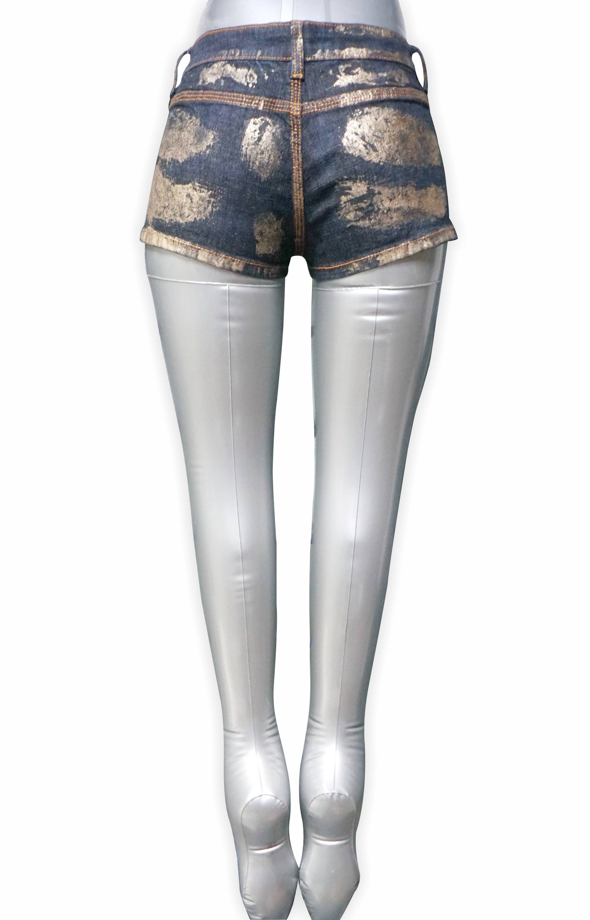 Japanese Brand ANAP Latina Gold Painted Short Jeans Size 25" / US 0 / IT 36 - 12 Thumbnail