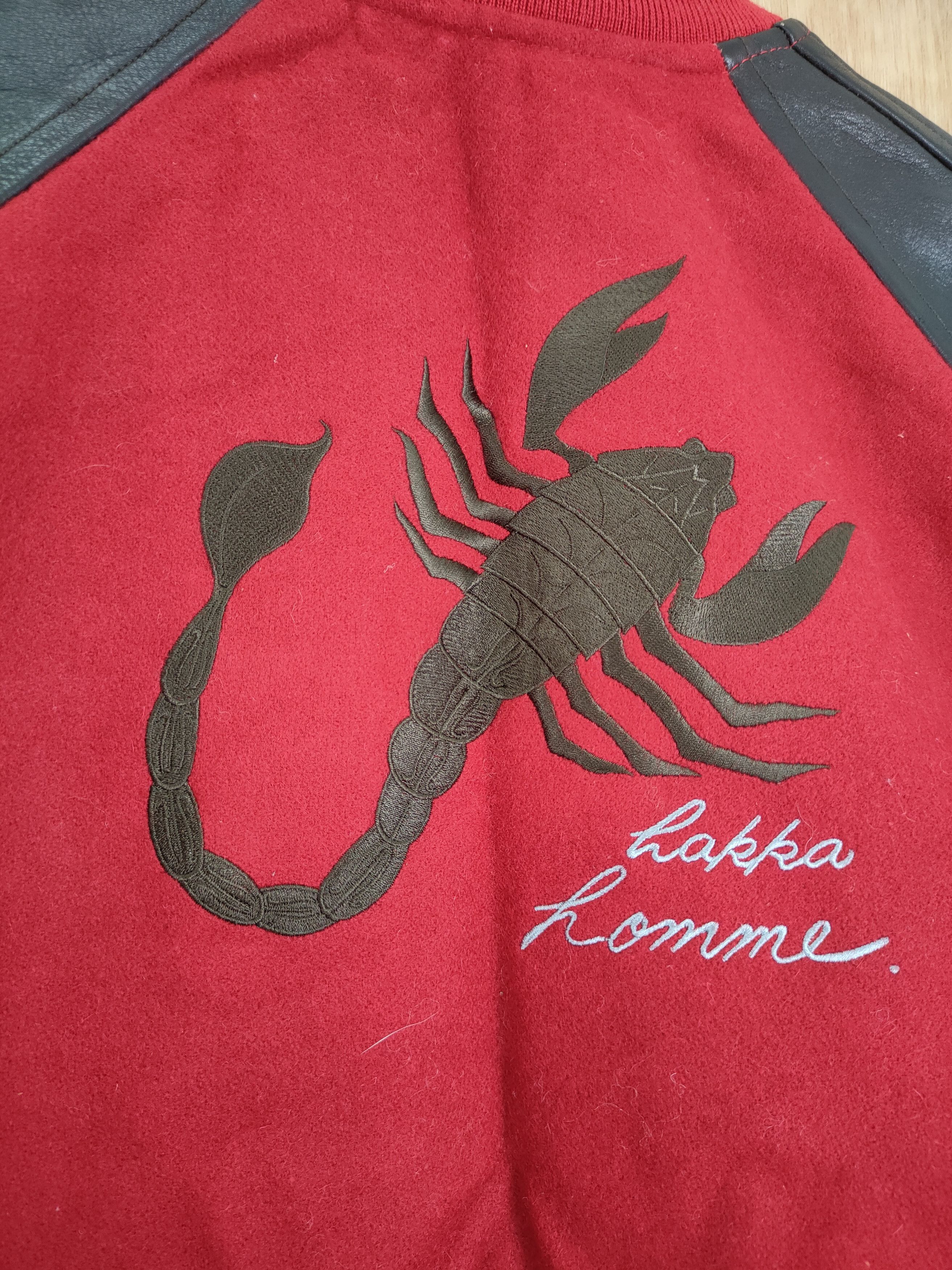 Vintage Hakka Homme scorpions red varsity wool jacket #4214DAL Size US L / EU 52-54 / 3 - 4 Thumbnail