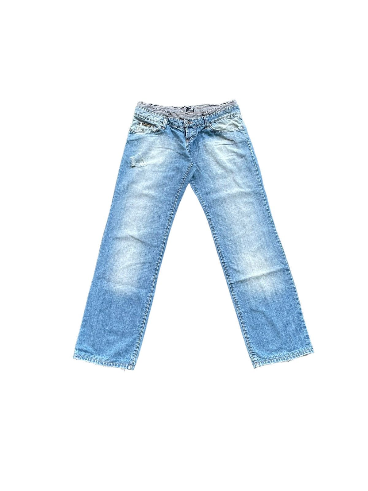 image of Distressed Denim x Dolce Gabbana Vintage Dolce & Gabbana Double Waist Denim in Blue, Men's (Size 34
