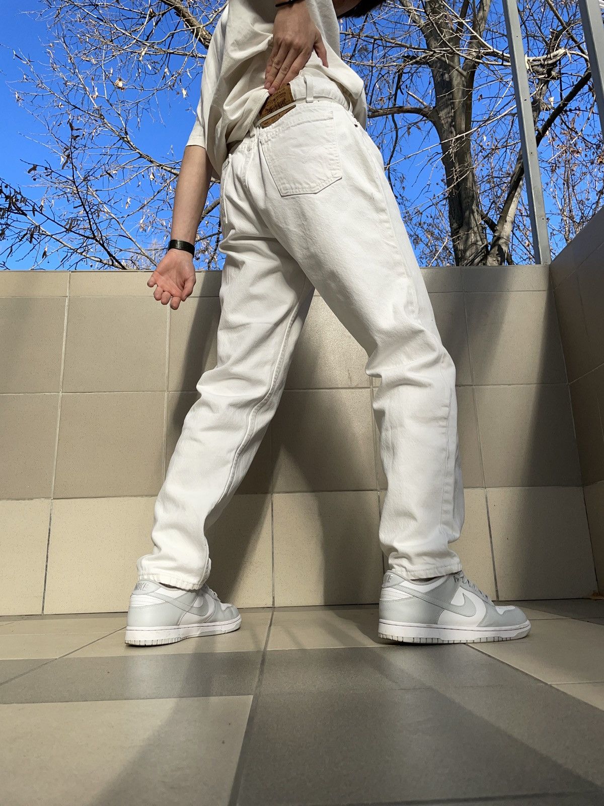Levi's Vintage Levis 550 White Denim Jeans Size US 34 / EU 50 - 2 Thumbnail