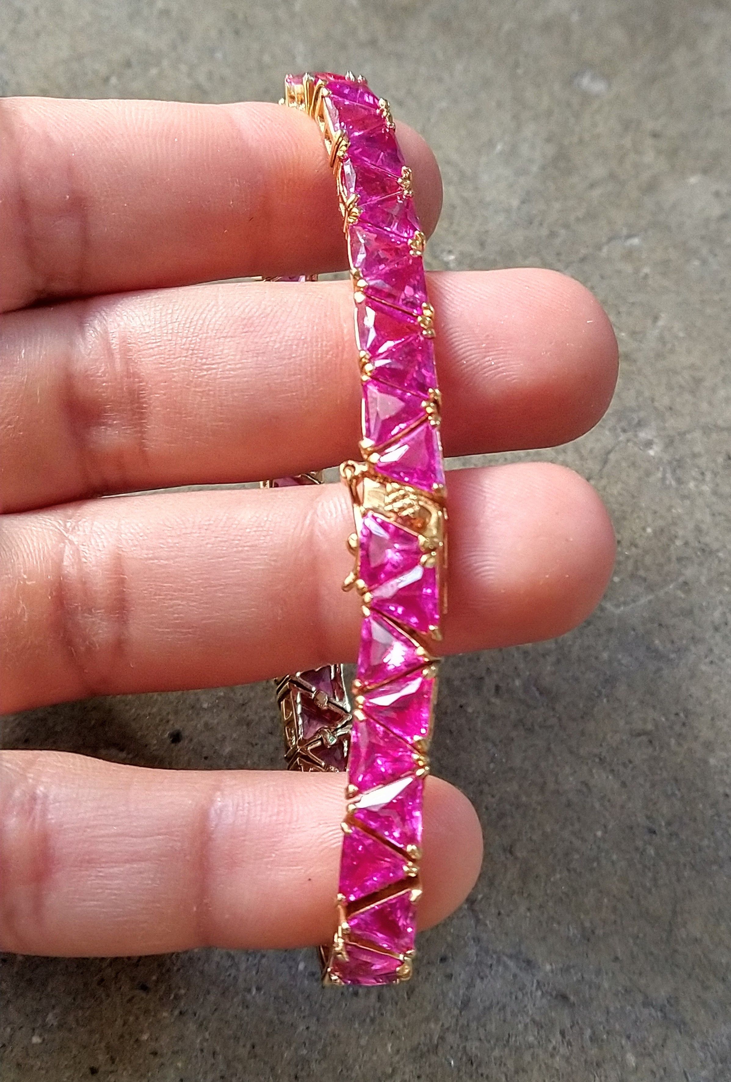 Jewelry Sterling Silver Tennis Bracelet Pink Gold Plated 8.25" Size ONE SIZE - 12 Thumbnail