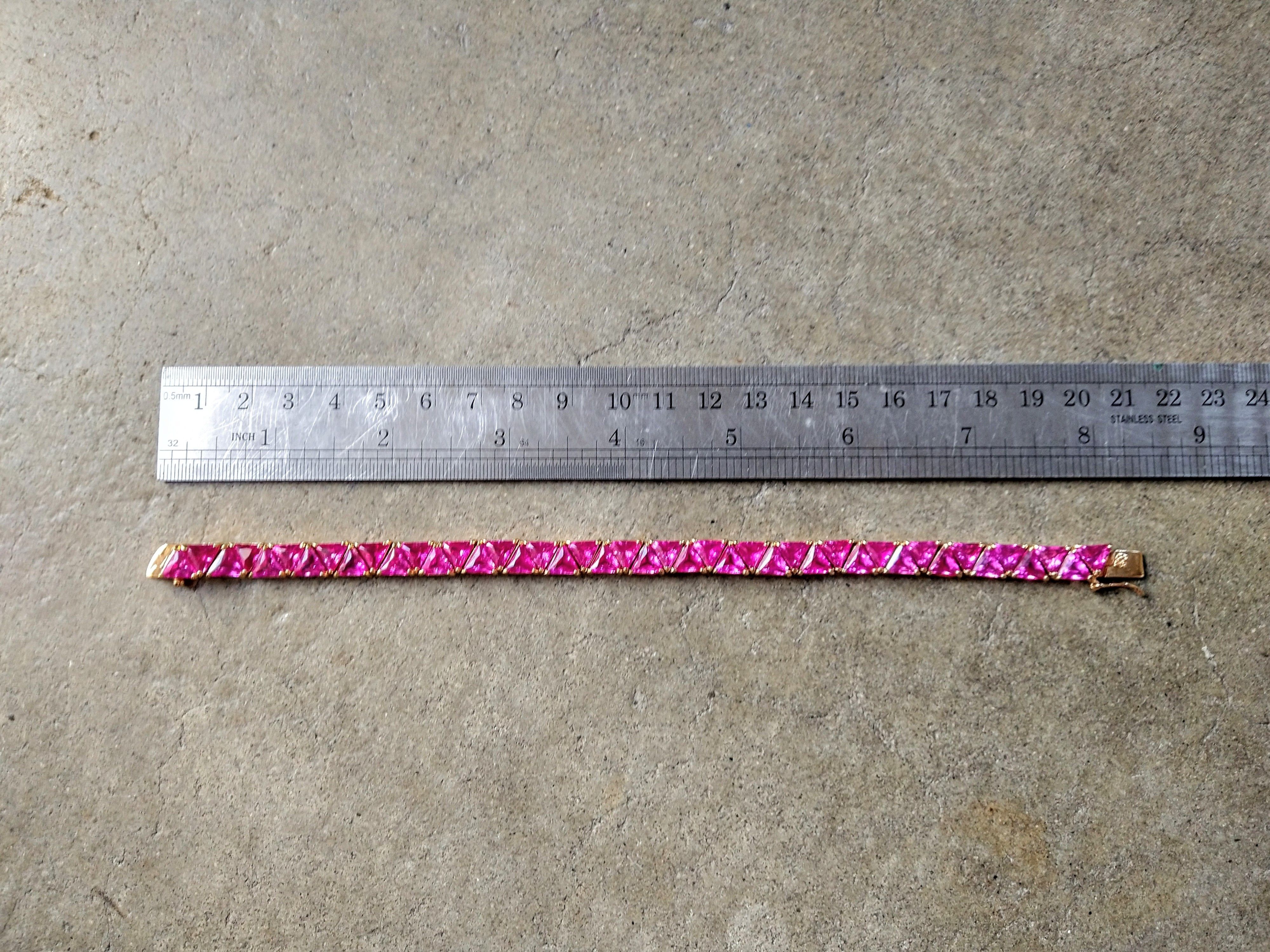 Jewelry Sterling Silver Tennis Bracelet Pink Gold Plated 8.25" Size ONE SIZE - 14 Thumbnail