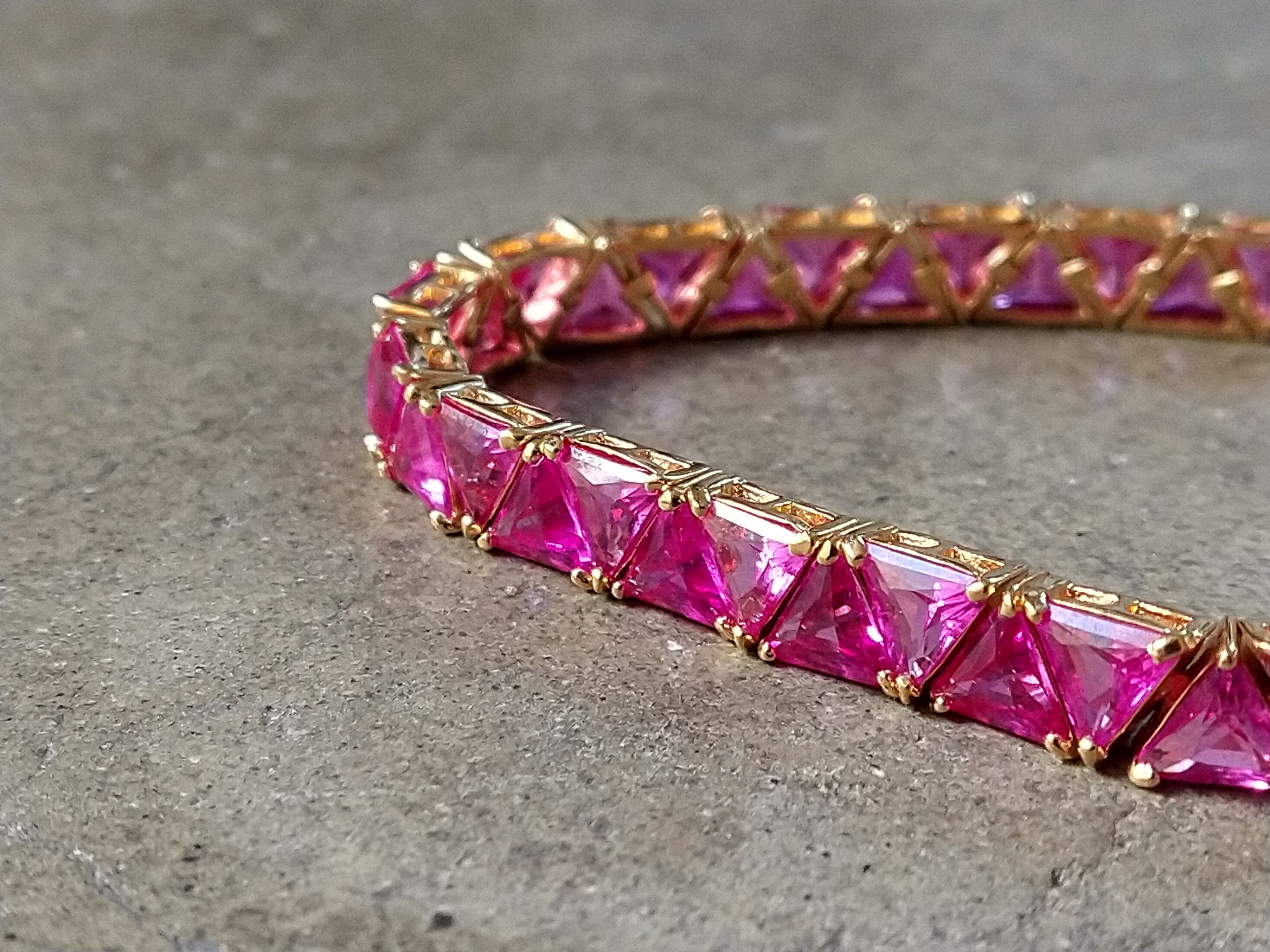 Jewelry Sterling Silver Tennis Bracelet Pink Gold Plated 8.25" Size ONE SIZE - 3 Thumbnail