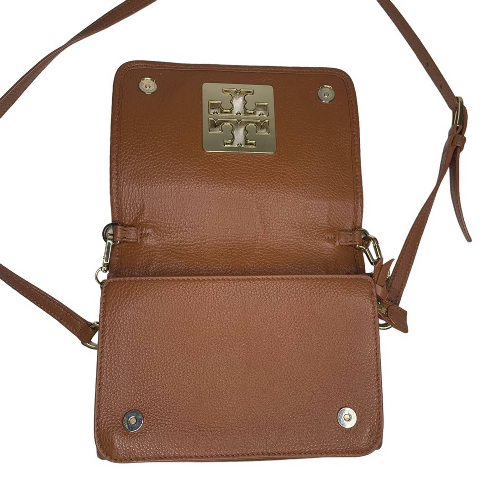 Tory Burch Tory Burch Britten Combo Leather Crossbody Bag Tan Color Grailed