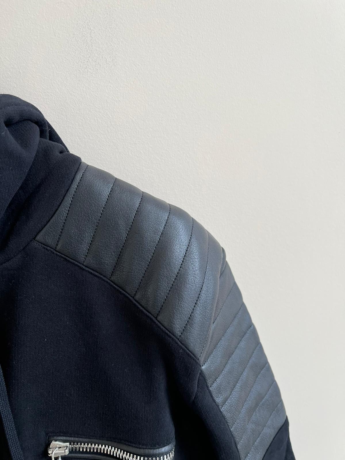 Balmain Lamb Leather Zip Up Hoodie in Black Color Size US M / EU 48-50 / 2 - 10 Thumbnail